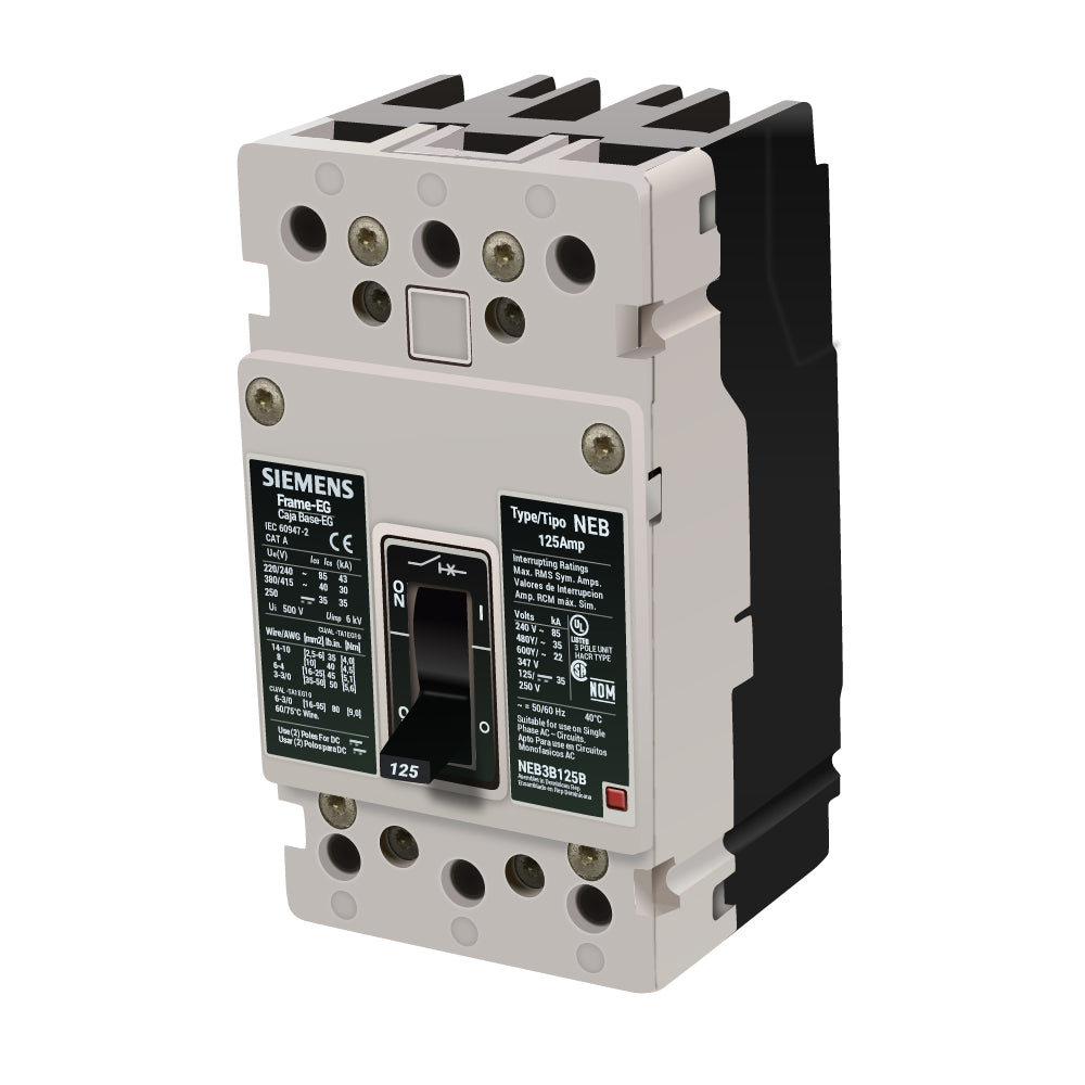 Siemens NEB3B125 Molded Case Circuit Breaker 125A 3 Pole 35kA 480VAC EG Frame