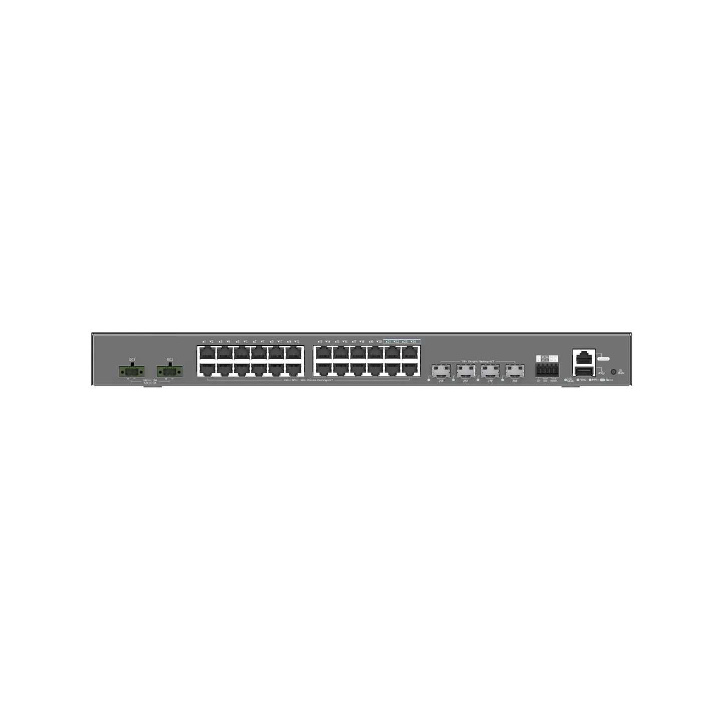 NSComm IS5200-24GT4XS-UP-DC 24x1G (PoE+) & 4x10G SFP+ Industrial PoE Switch