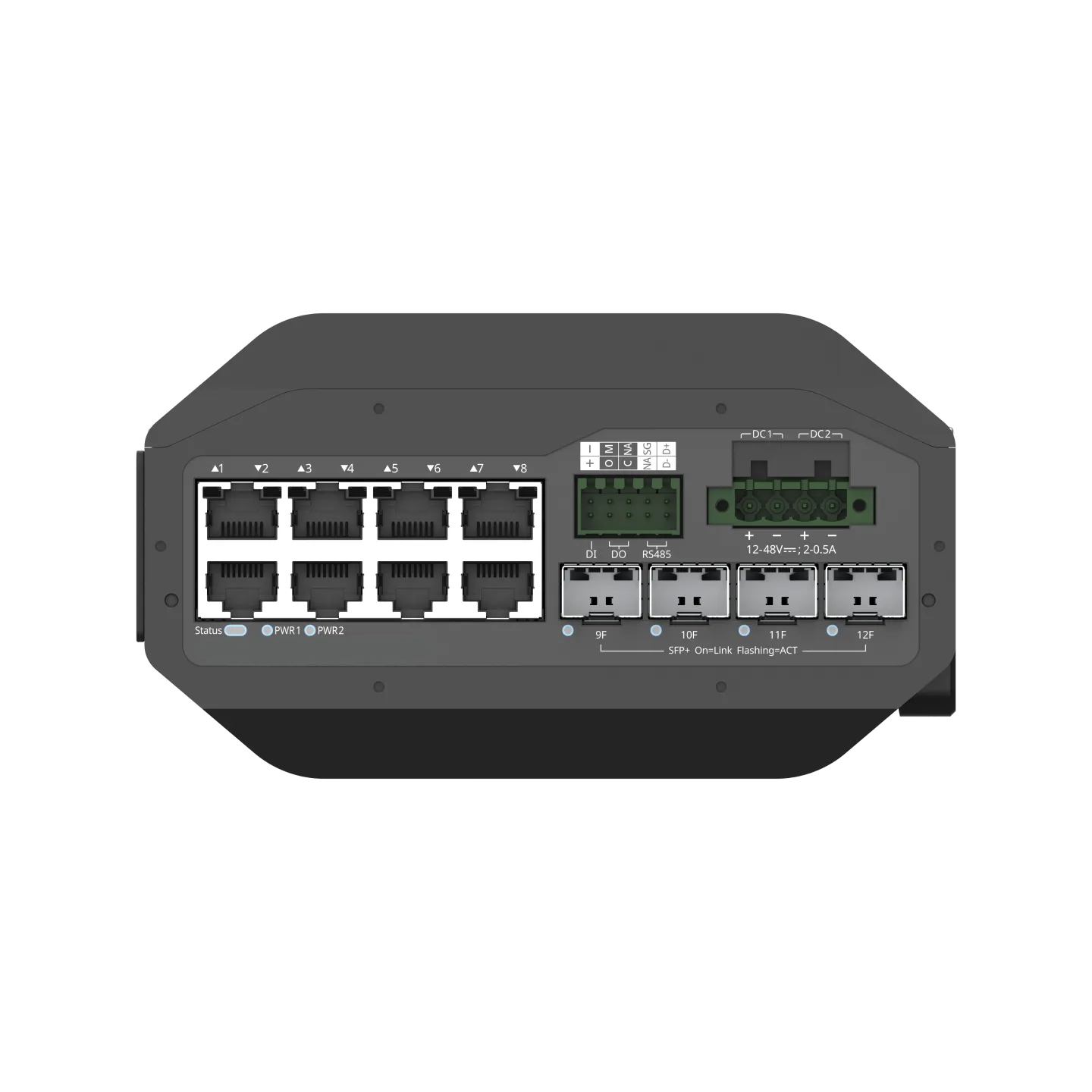 NSComm IS5200-8GT4XS-DC 8x1G & 4x10G SFP+ Industrial Dual DC-Power Switch