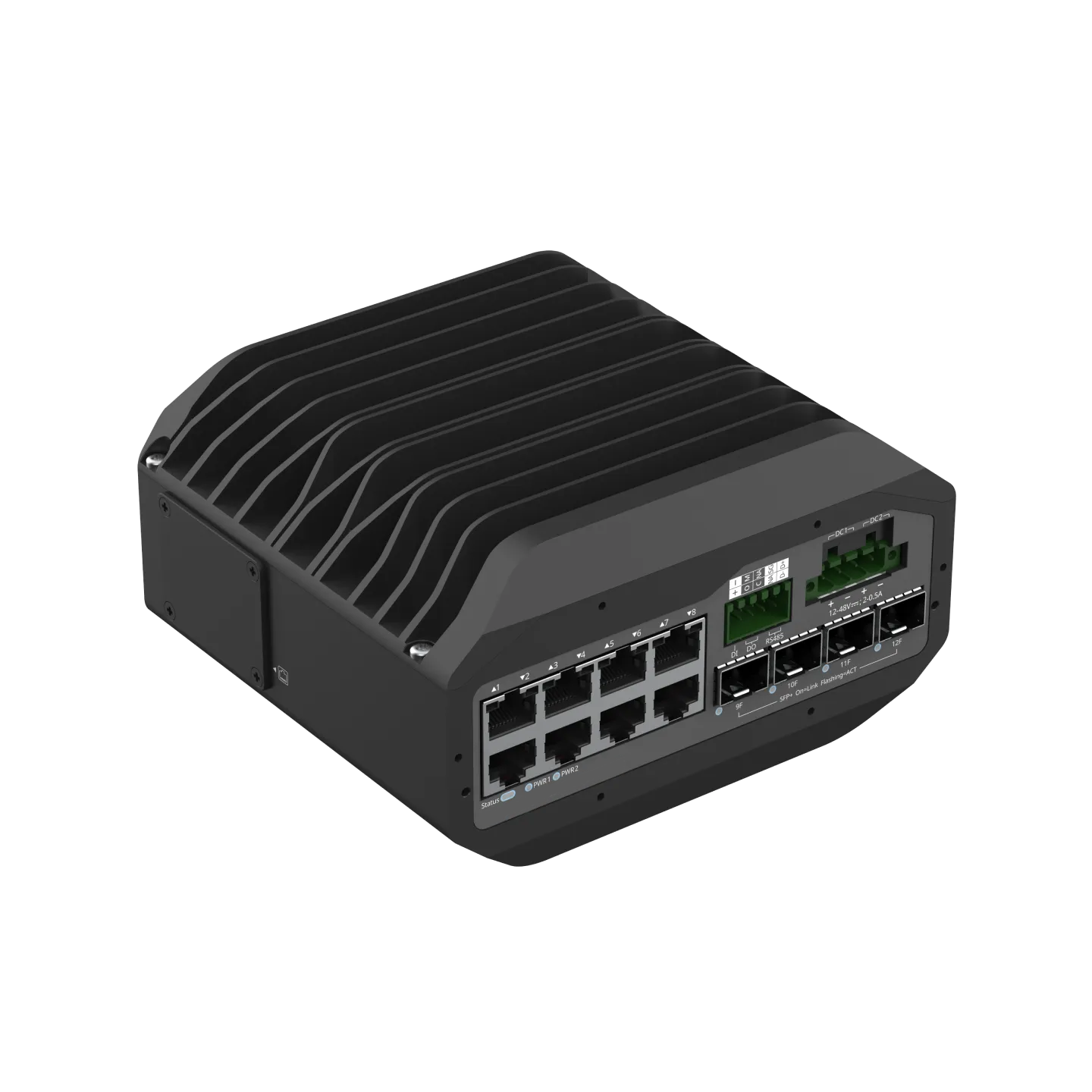 NSComm IS5200-8GT4XS-DC 8x1G & 4x10G SFP+ Industrial Dual DC-Power Switch