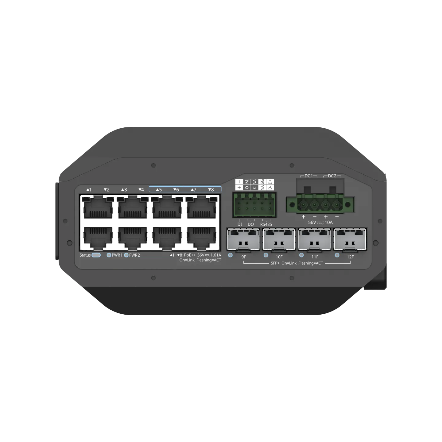 NSComm IS5200-8GT4XS-UP-DC 8x1G (PoE++) & 4x10G SFP+ Industrial PoE Switch