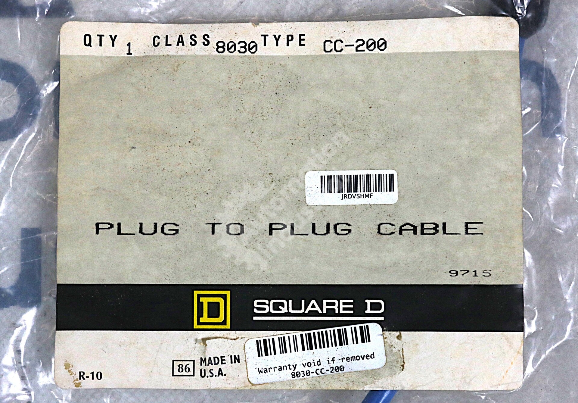 CC-200 By Square D Sy/Max Class 8030 Power Supply Plug to Plug Cable NSFP