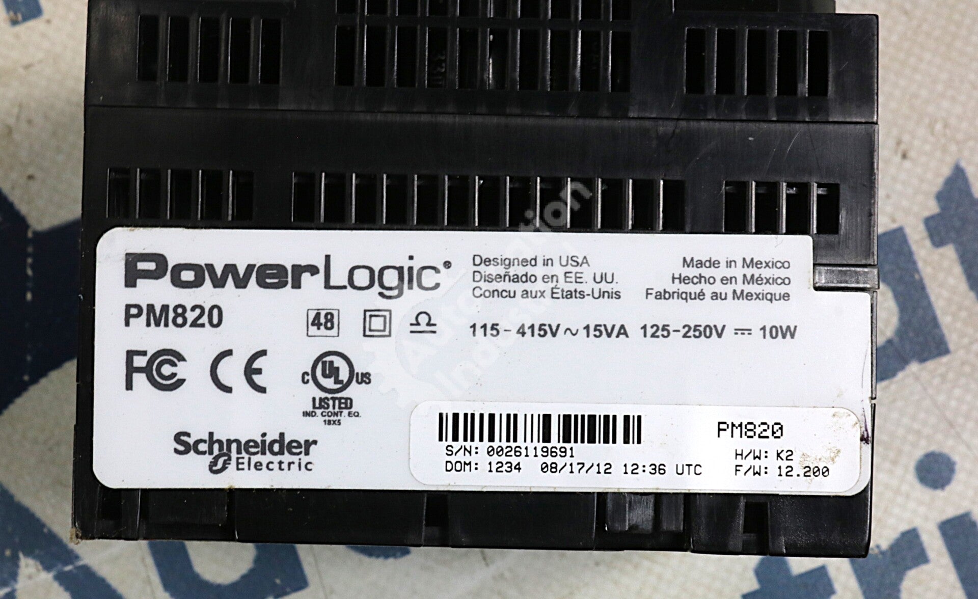 PM820 By Square D PowerLogic Class 3020 115-415V Power Meter NSNB