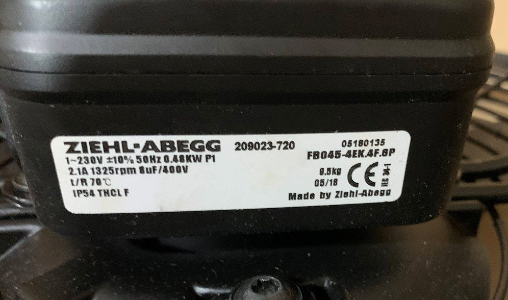 FB045-4EK.4F.6P  ZIEHL-ABEGG Axial Fan 230V 0.48kW 2.1A 1325rpm