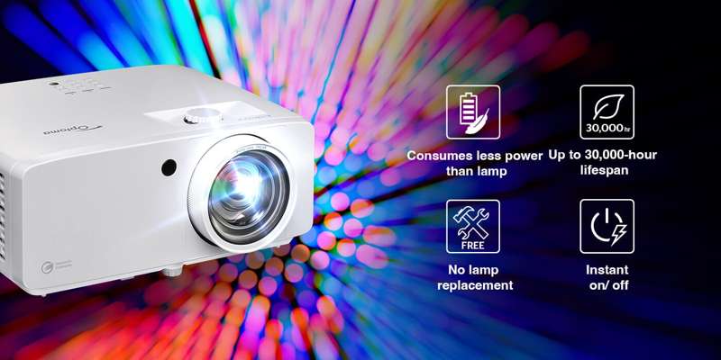 Optoma ZK521ST Compact 4K UHD 5,000 Lumen Short Throw Laser Business and Education Projector