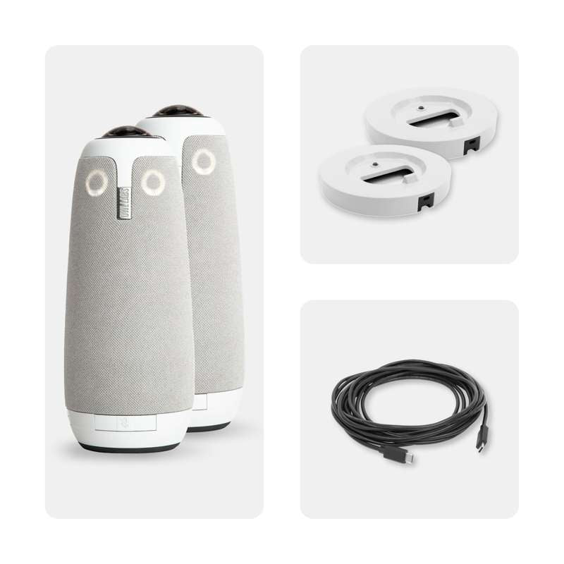 Owl Labs Dual Meeting Owl 3 Video Conferencing Bundle with Stands and USB-C Cable