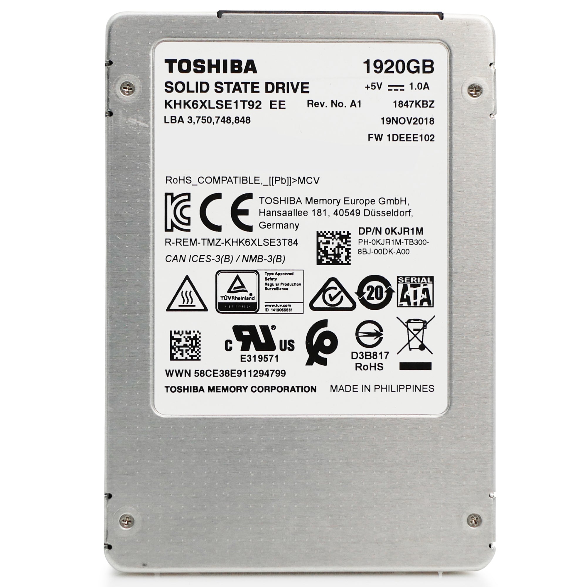 Dell/Toshiba HK6-DC KHK6XLSE1T92 1.92TB SATA 6Gb/s 3D TLC 2.5in Refurbished SSD