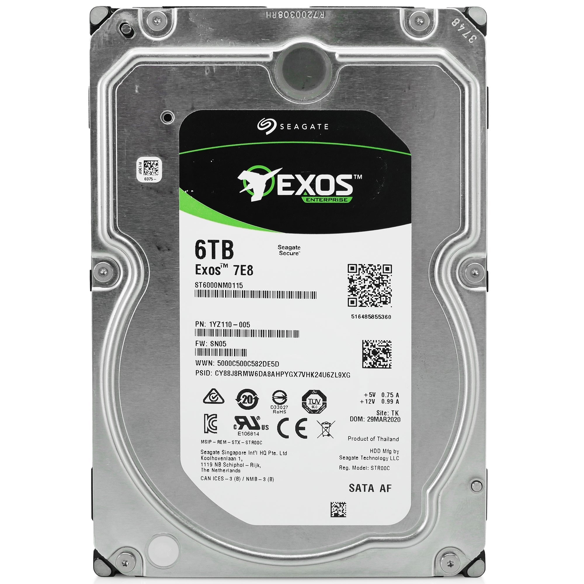Seagate Exos 7E8 ST6000NM0115 6TB 7.2K RPM SATA 6Gb/s 512e 256MB 3.5" HDD
