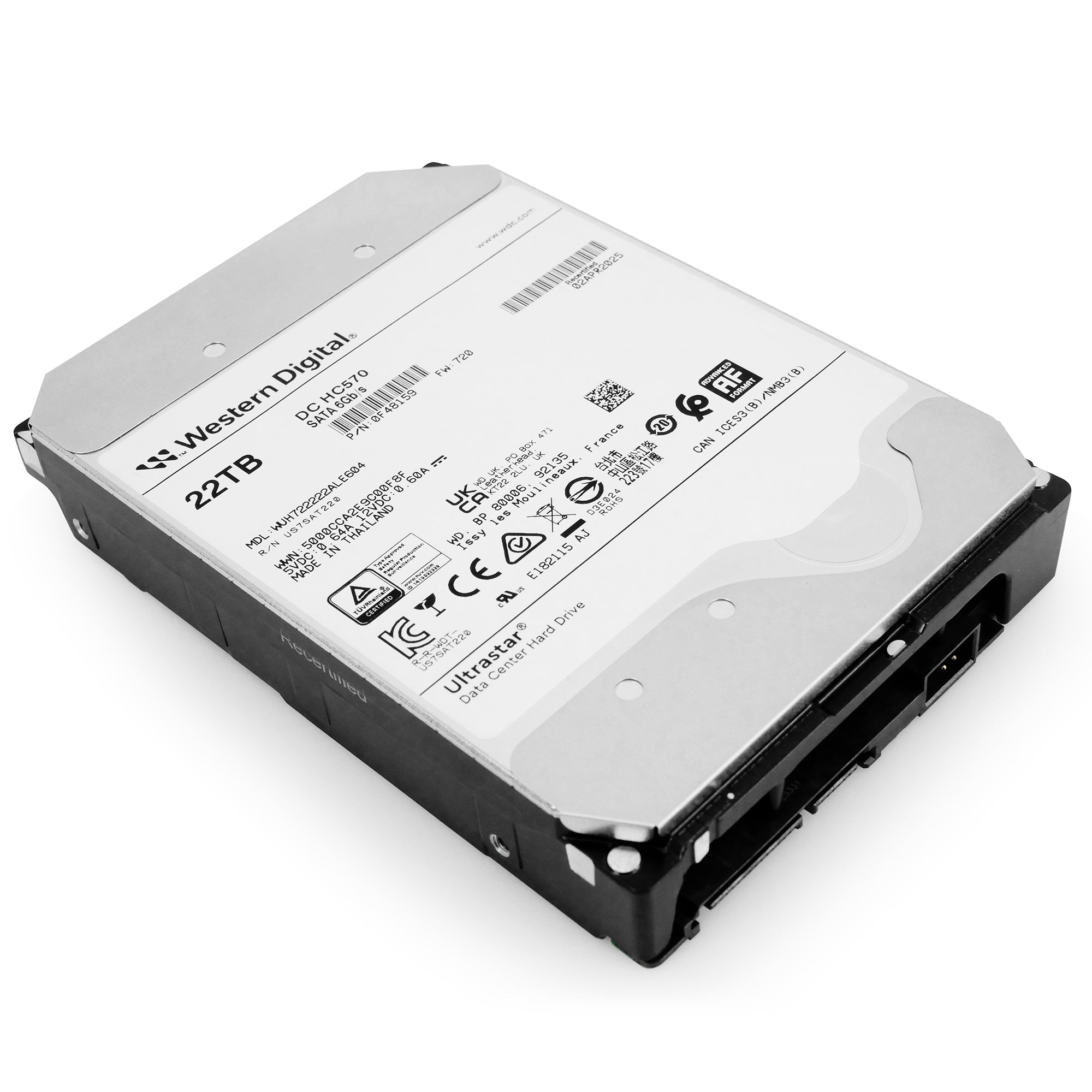 Western Digital Ultrastar DC HC570 WUH722222ALE604 0F48159 22TB 7.2K RPM SATA 6Gb/s 512e 3.5in Hard Drive