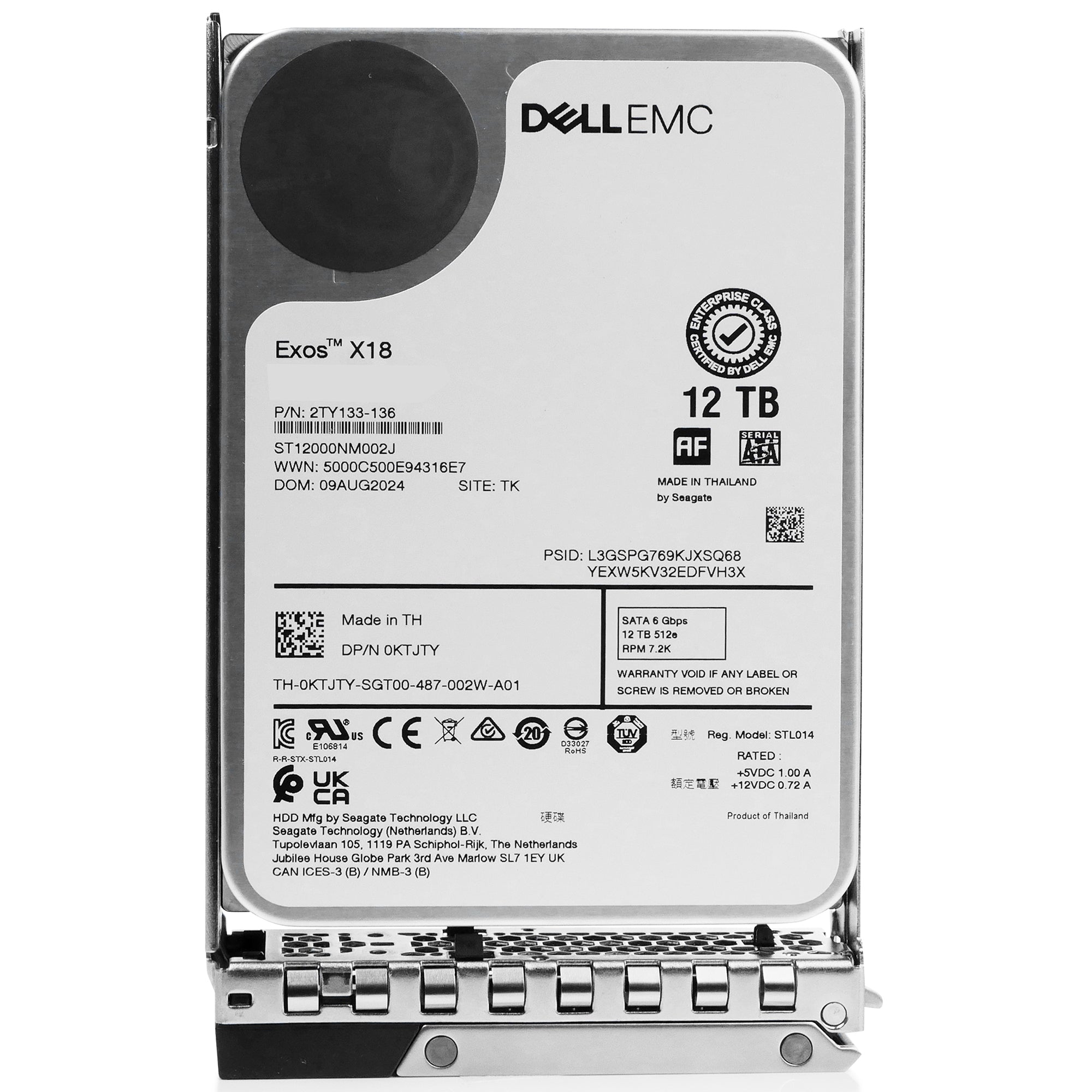 Dell G14 400-AWMU 12TB 7.2K RPM SATA 6Gb/s 512e 3.5in Hard Drive