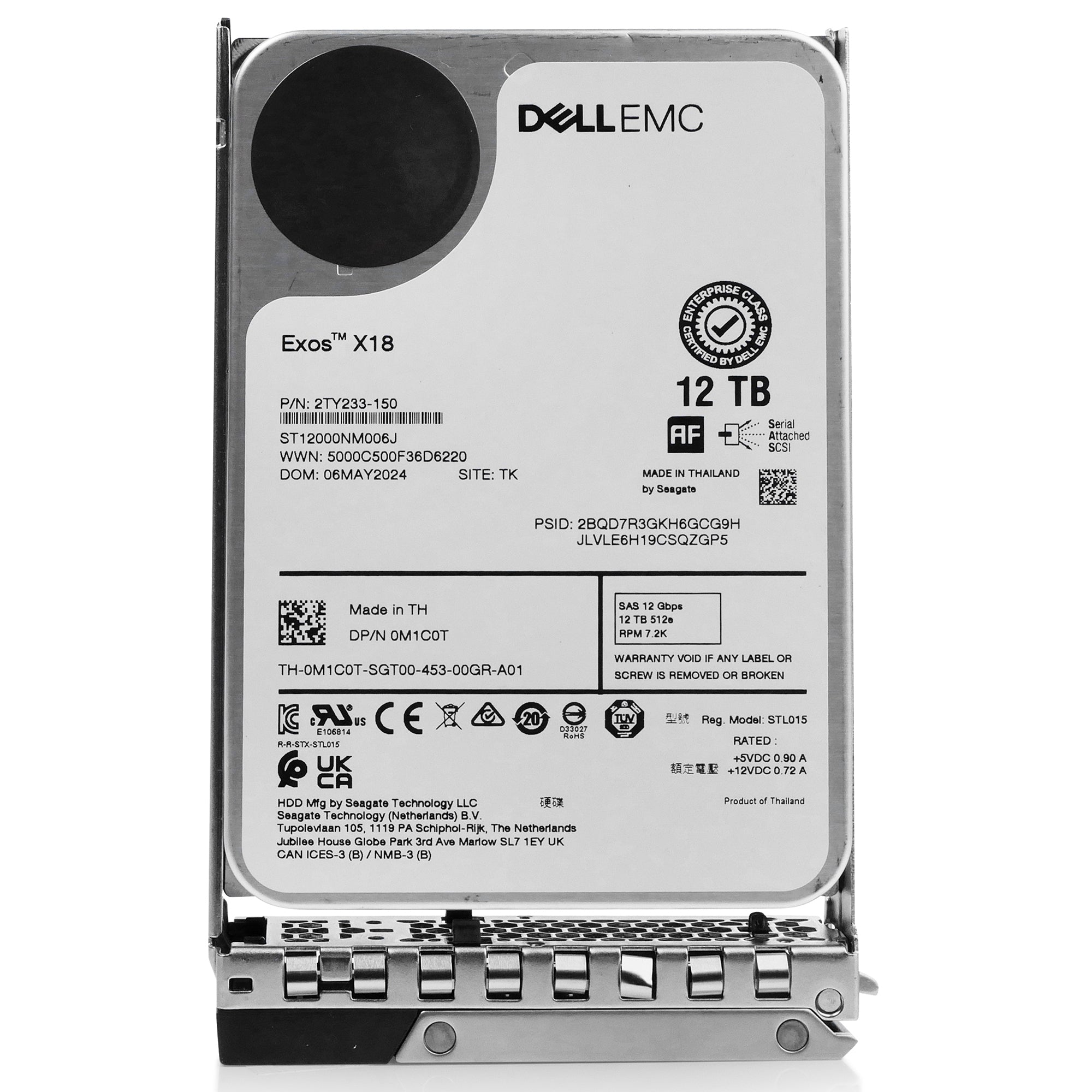 Dell G14 0YMN53 12TB 7.2K RPM SAS 12Gb/s 512e 3.5in Hard Drive