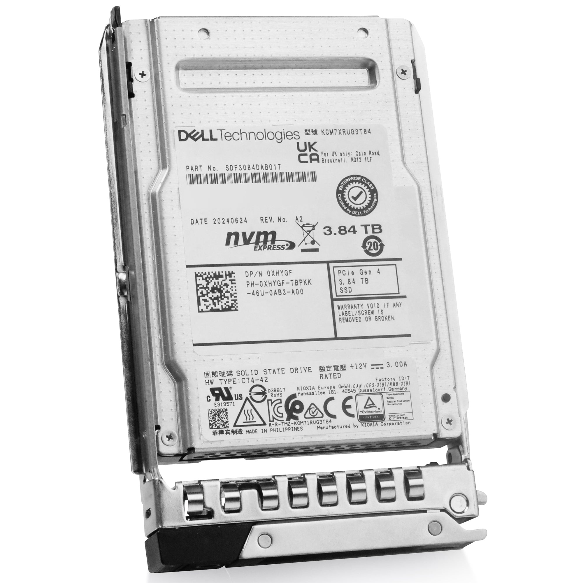 Dell G14 KRT3G 3.84TB 1 DWPD PCIe Gen 4.0 x4 8GB/s Read-Intensive 3D TLC U.2 NVMe 2.5in Solid State Drive