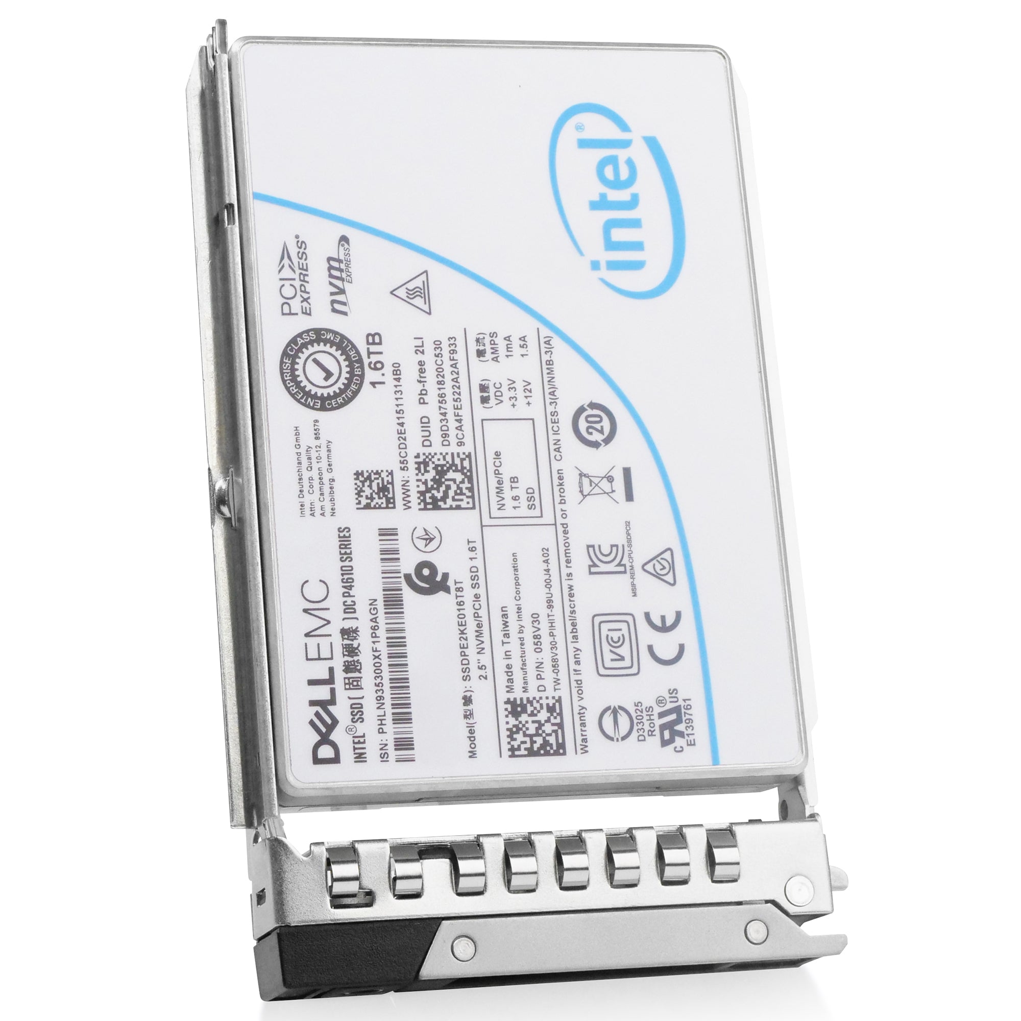 Dell G14 97PWG 1.6TB 3 DWPD PCIe Gen 3.1 x4 4GB/s Mixed-Use 3D TLC U.2 NVMe 2.5in Refurbished SSD
