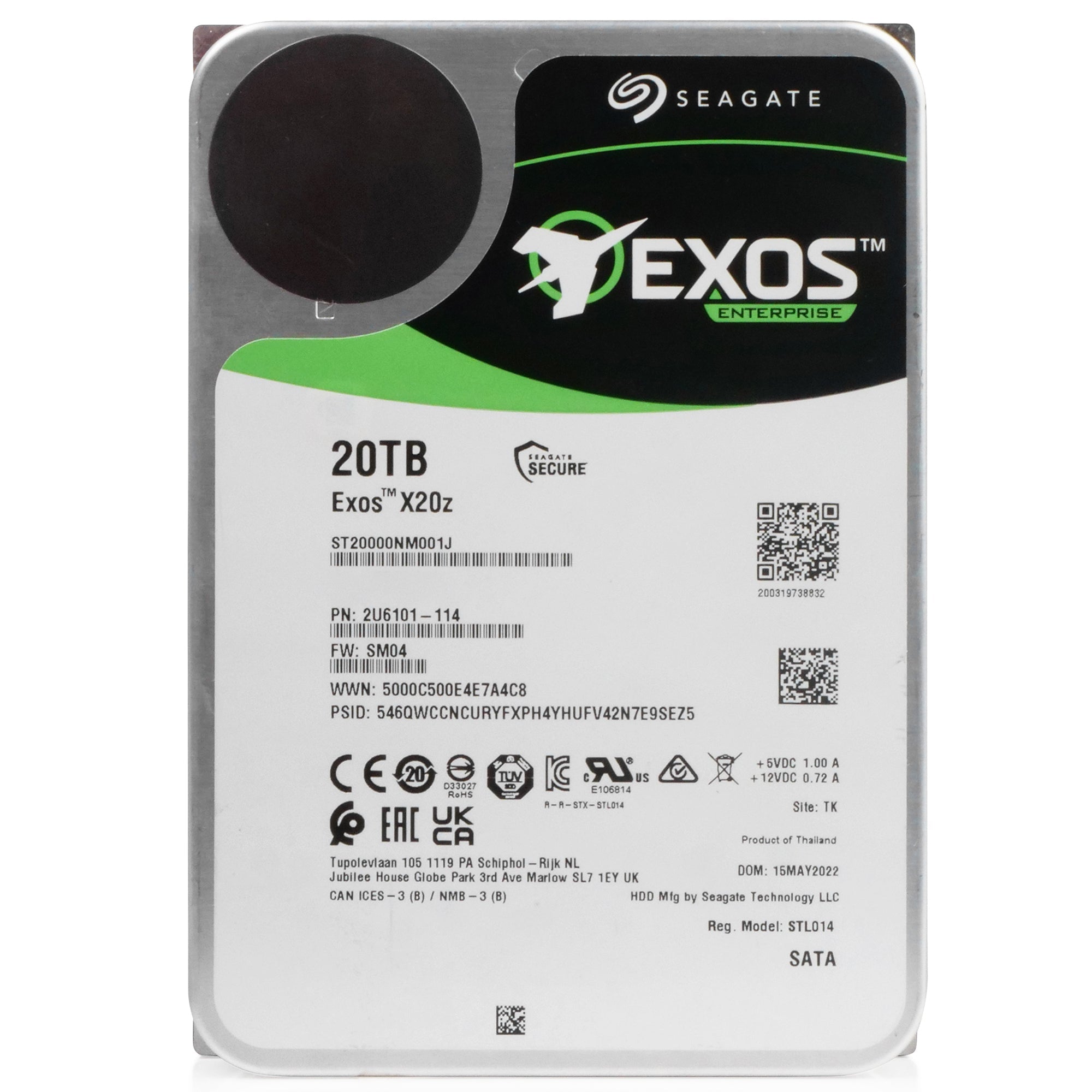 Seagate Exos X20z Host Managed SMR ST20000NM001J 20TB 7.2K RPM SATA 6Gb/s 3.5in Refurbished HDD