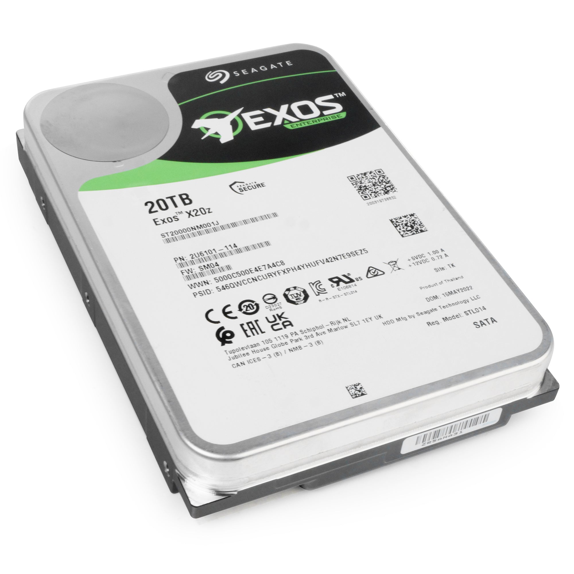 Seagate Exos X20z Host Managed SMR ST20000NM001J 20TB 7.2K RPM SATA 6Gb/s 3.5in Refurbished HDD