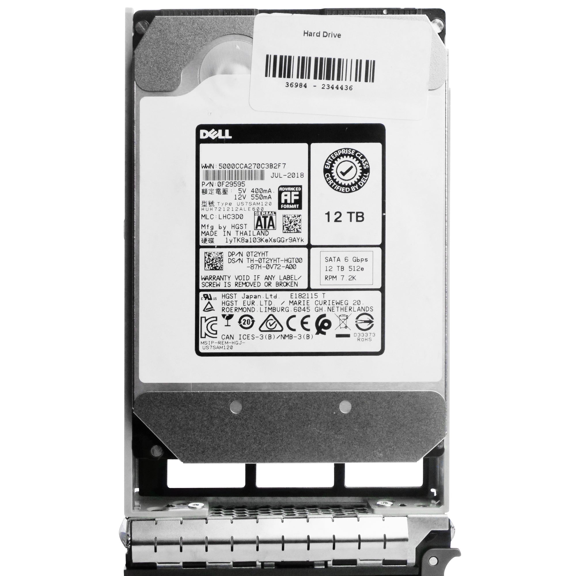 Dell G13 CT4G8 12TB 7.2K RPM SATA 6Gb/s 512e 3.5in Refurbished HDD