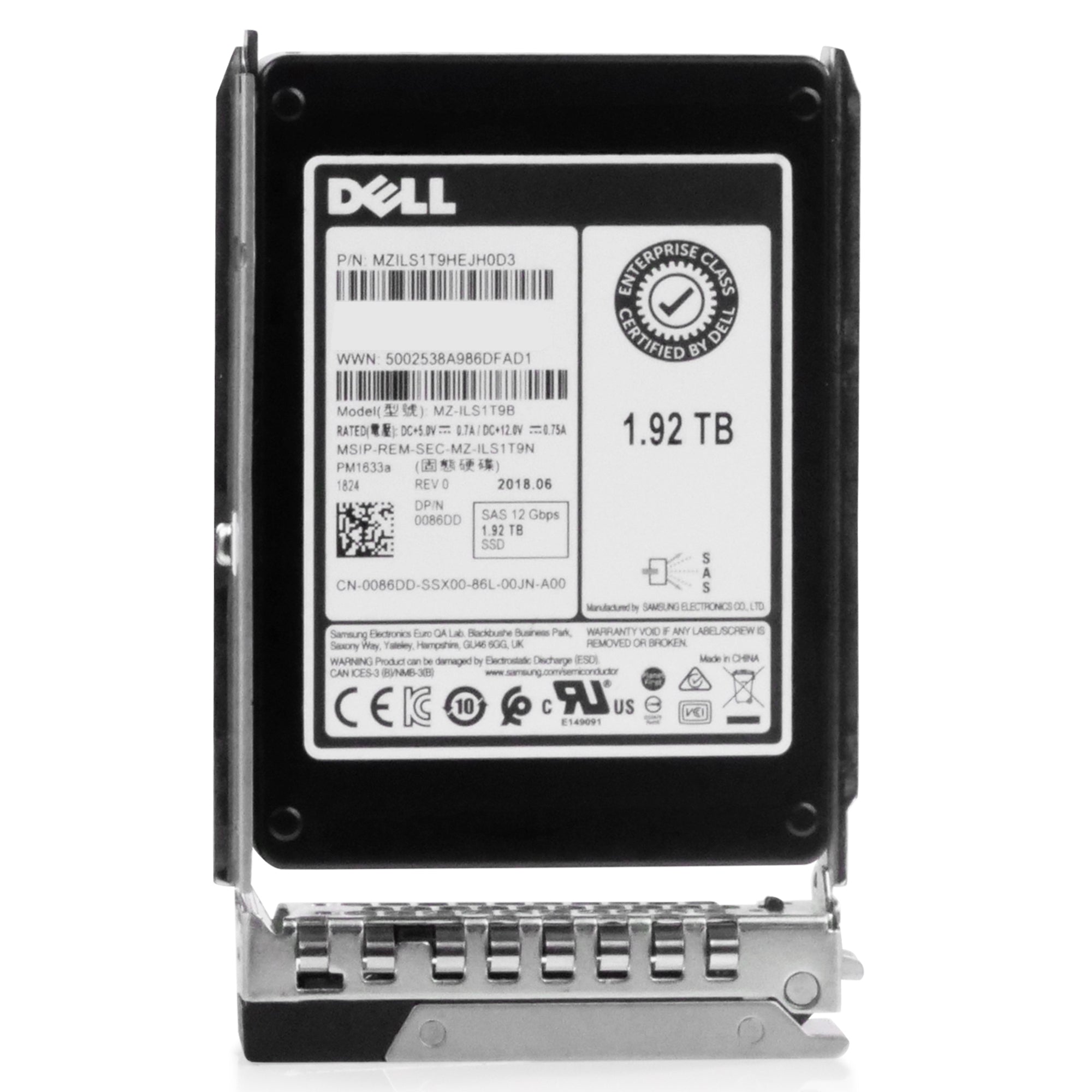 Dell G14 400-AXPW 1.92TB 1 DWPD SAS 12Gb/s 3D TLC V-NAND 2.5in Refurbished SSD