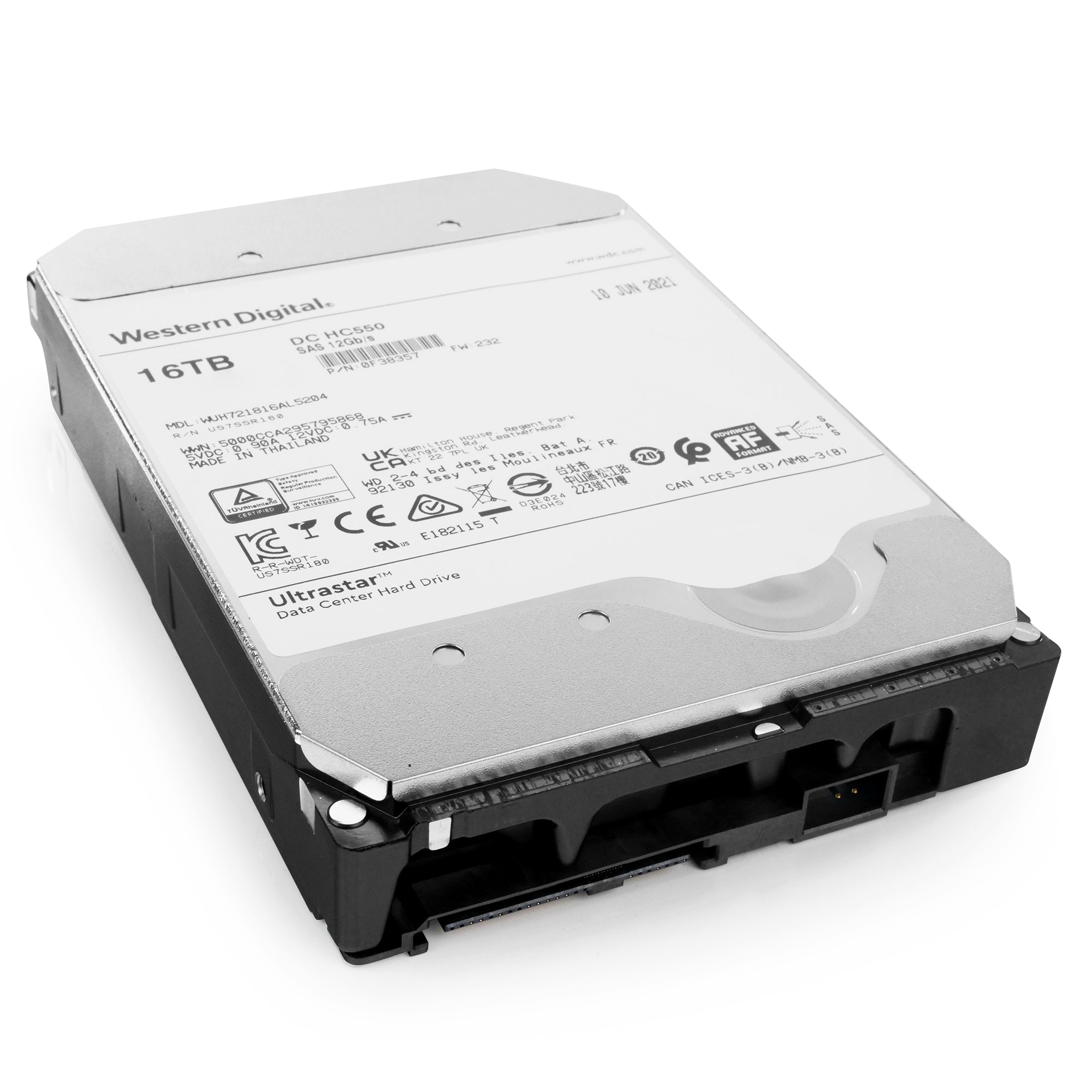 Western Digital Ultrastar DC HC550 WUH721816AL5204 0F38357 16TB 7.2K RPM SAS 12Gb/s 512e 3.5in Hard Drive