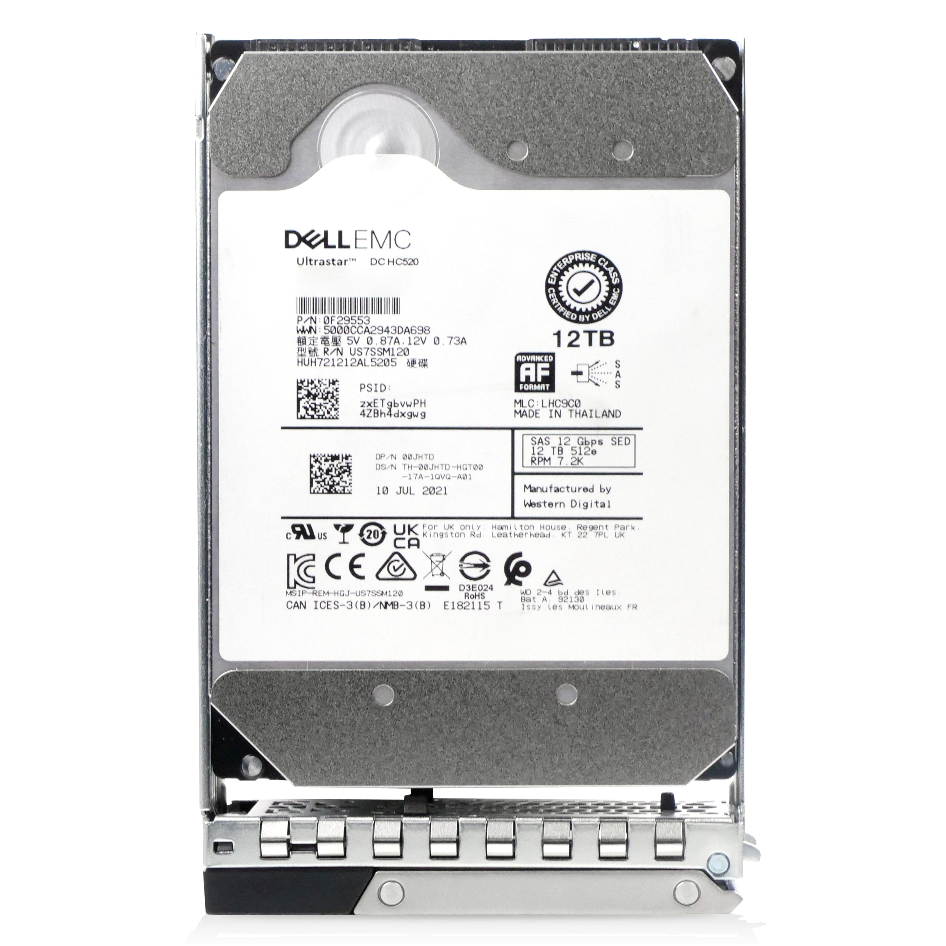 Dell G14 400-AXLN 12TB 7.2K RPM SAS 12Gb/s 512e 256MB 3.5in Refurbished HDD