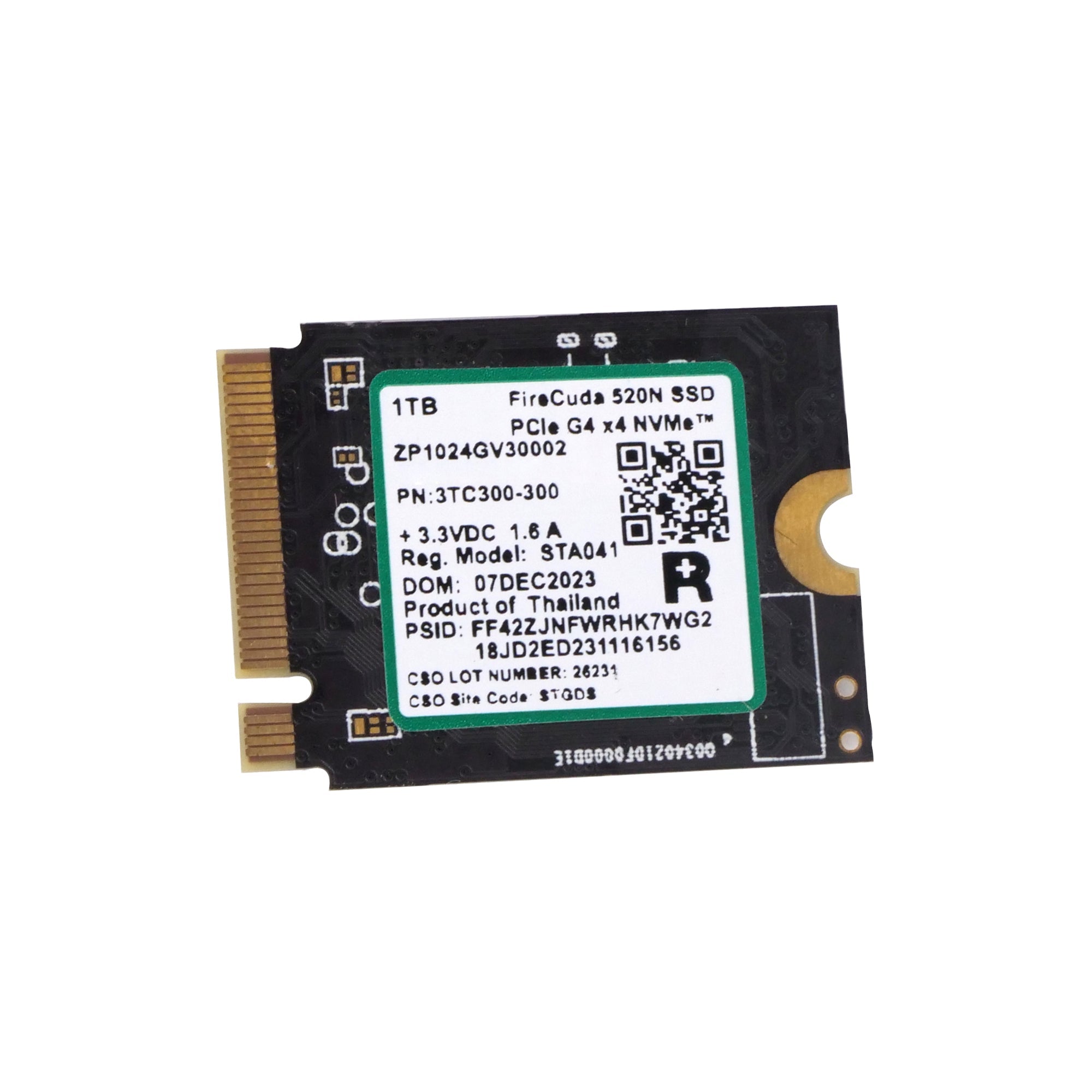 Seagate FireCuda 520N ZP1024GV30002 1TB  PCIe Gen 4 ×4 NVMe 1.4 8GB/s M.2 2230 Recertified SSD