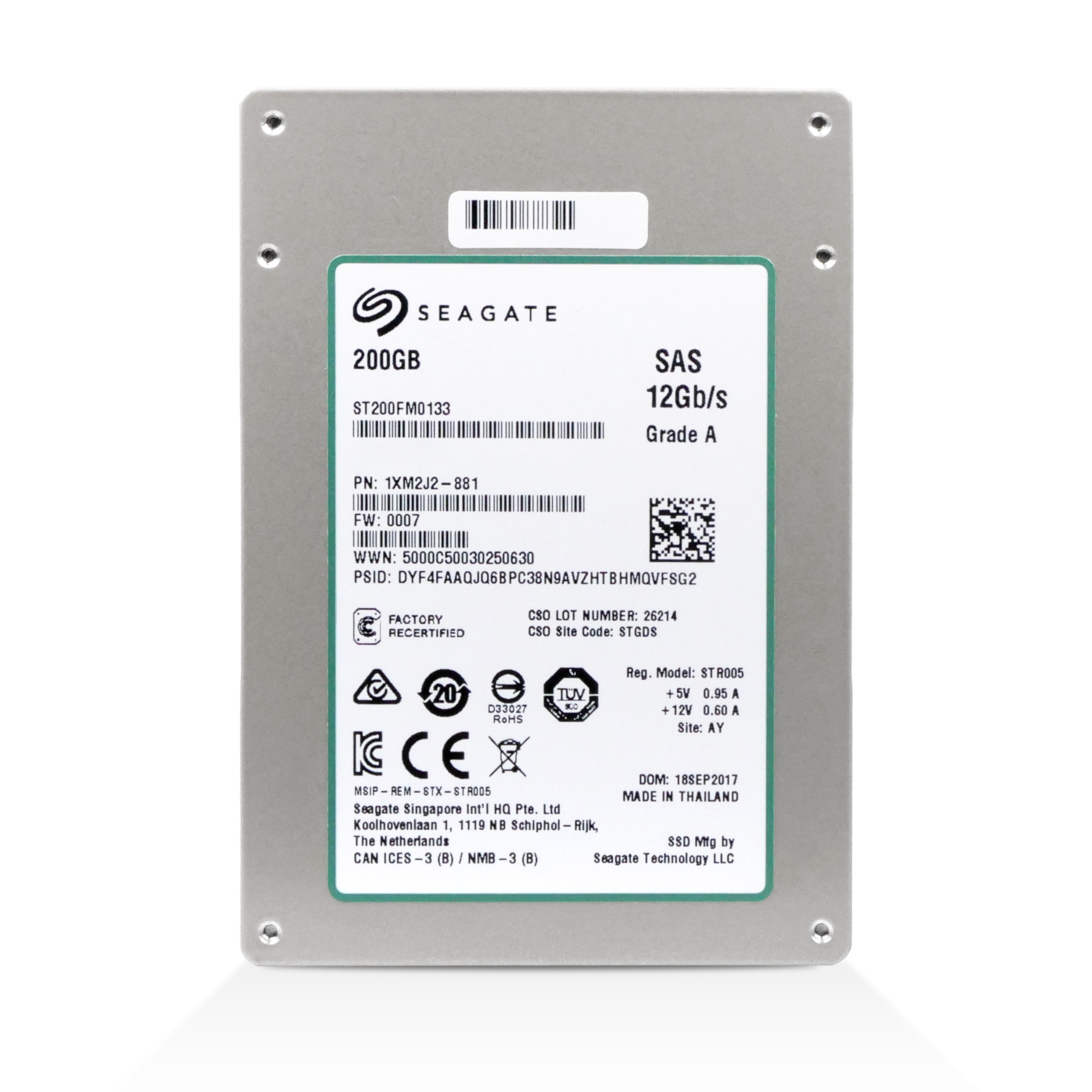Seagate 1200.2 ST200FM0133 200GB 25 DWPD SAS Dual 12Gb/s eMLC 2.5in Recertified SSD