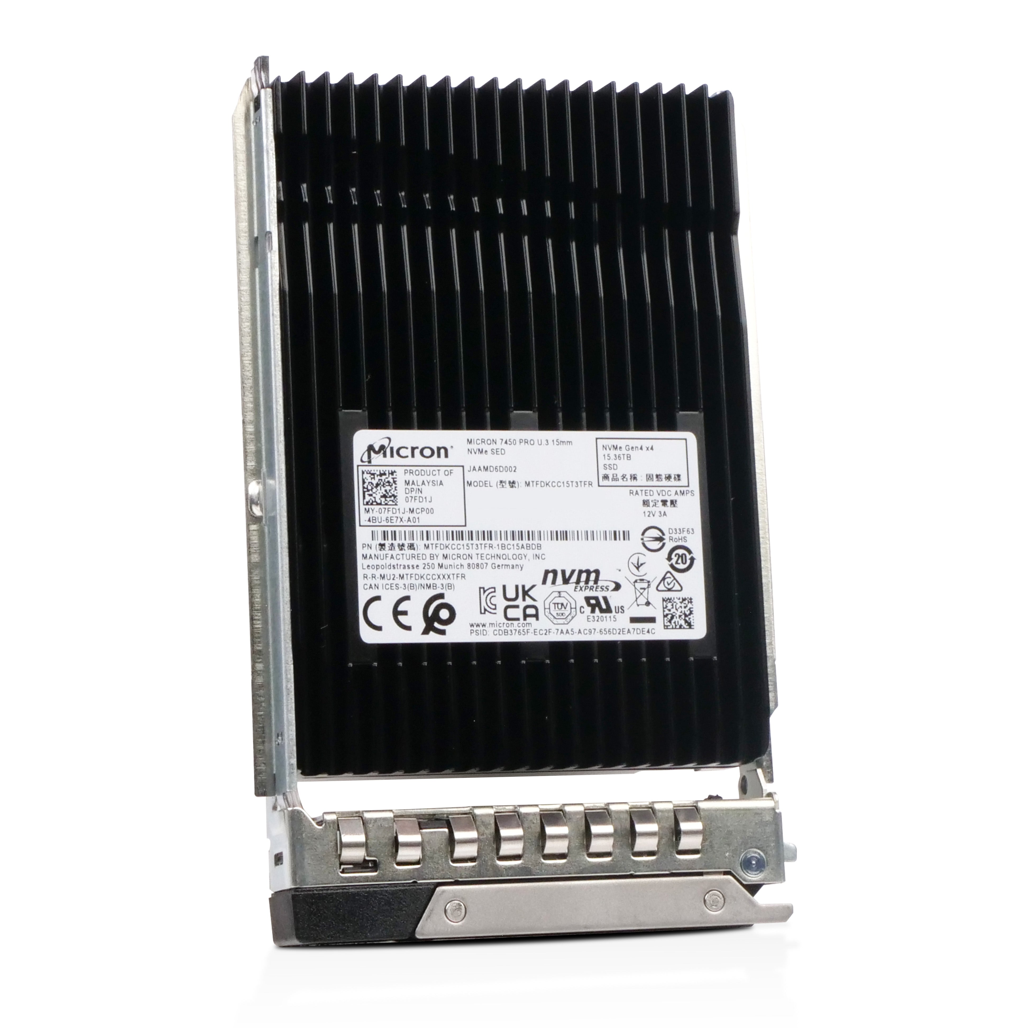 Dell G14 7FD1J 15.36TB 1 DWPD PCIe Gen 4.0 x4 8GB/s Read-Intensive 3D TLC U.3 NVMe 2.5in SSD