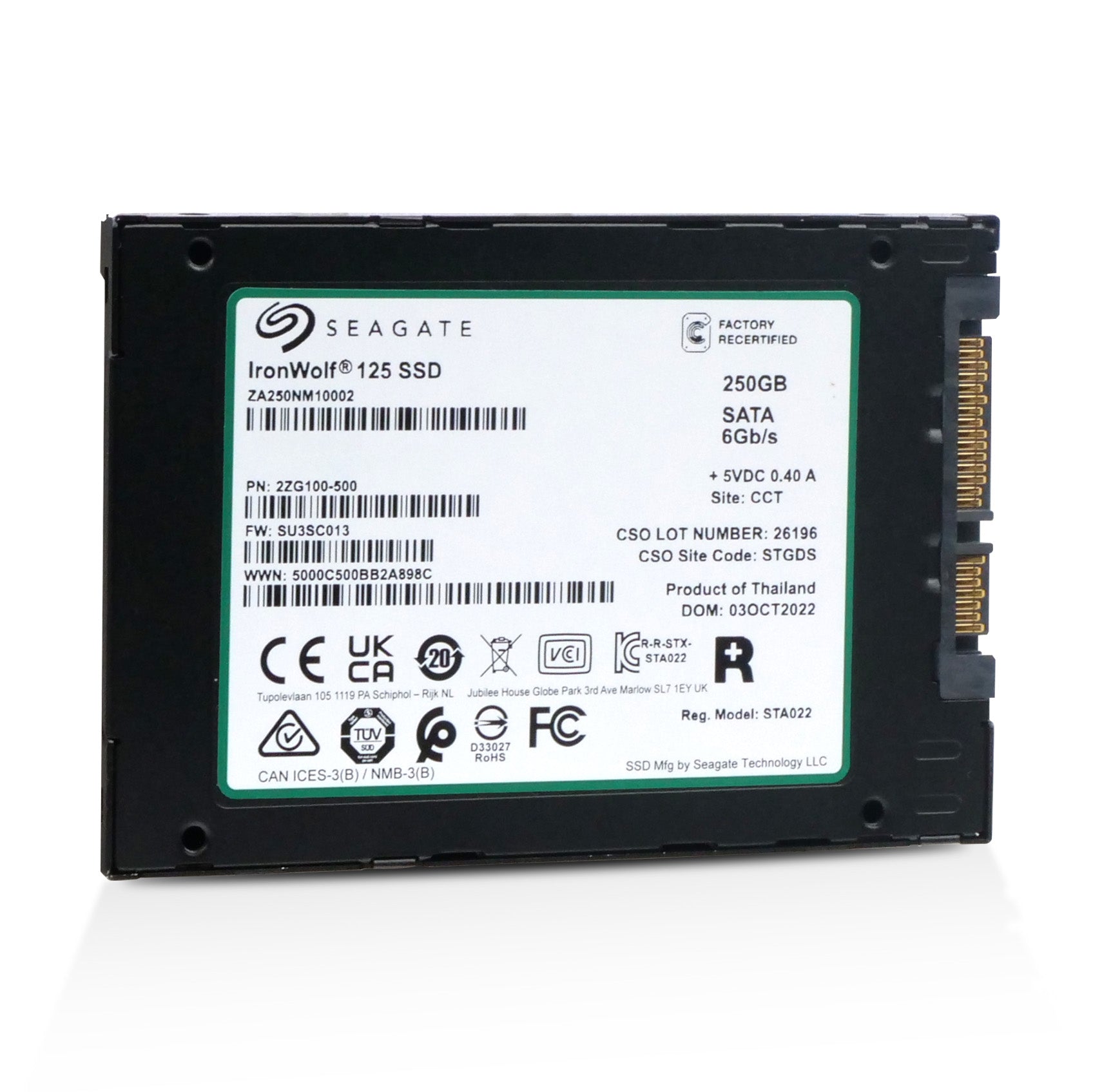 Seagate IronWolf 125 ZA250NM10002 250GB SATA 6Gb/s 3D TLC 2.5in Recertified SSD