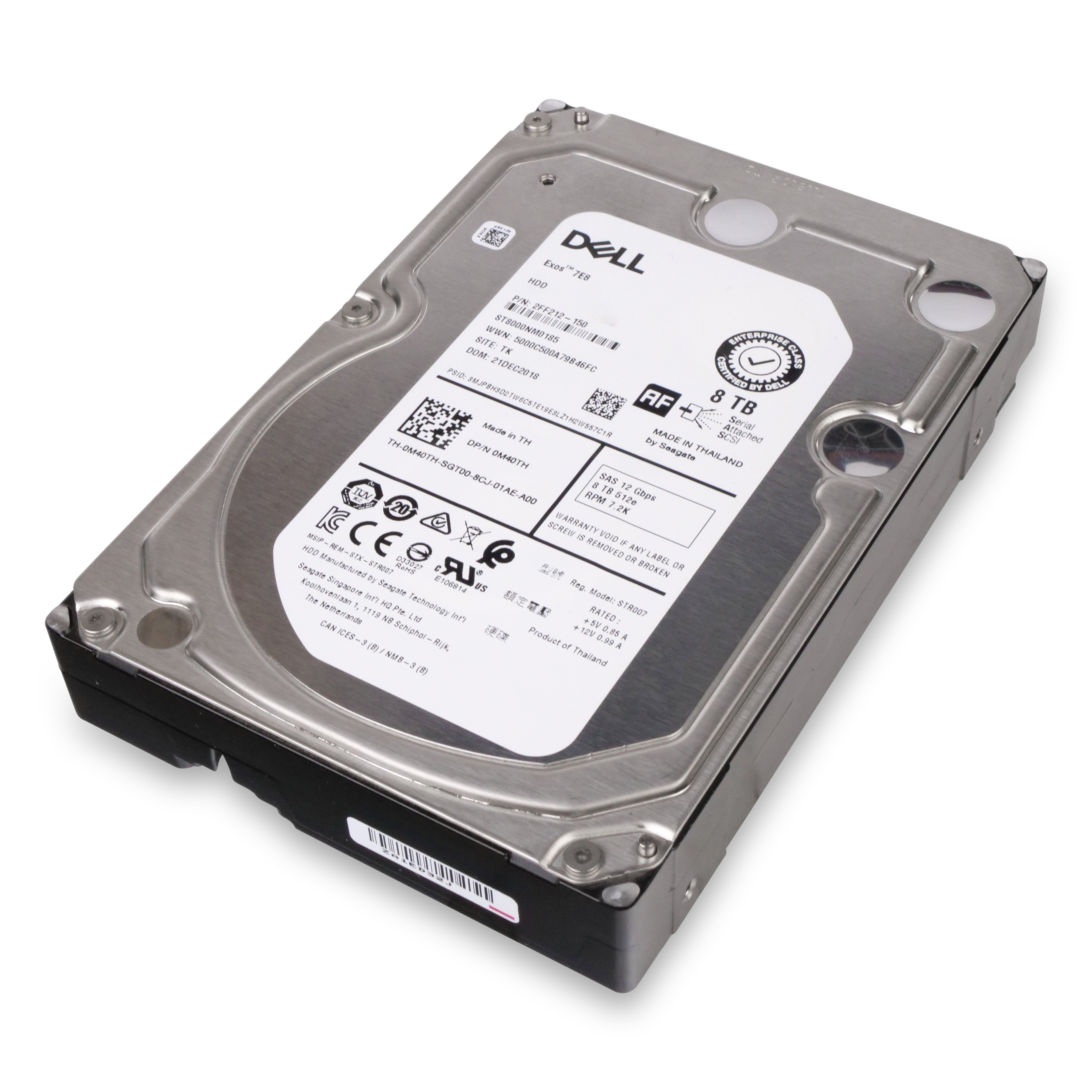 Dell/Seagate Exos 7E8 ST8000NM0185 0M40TH 8TB 7.2K RPM SAS 12Gb/s 512e 256MB 3.5in HDD