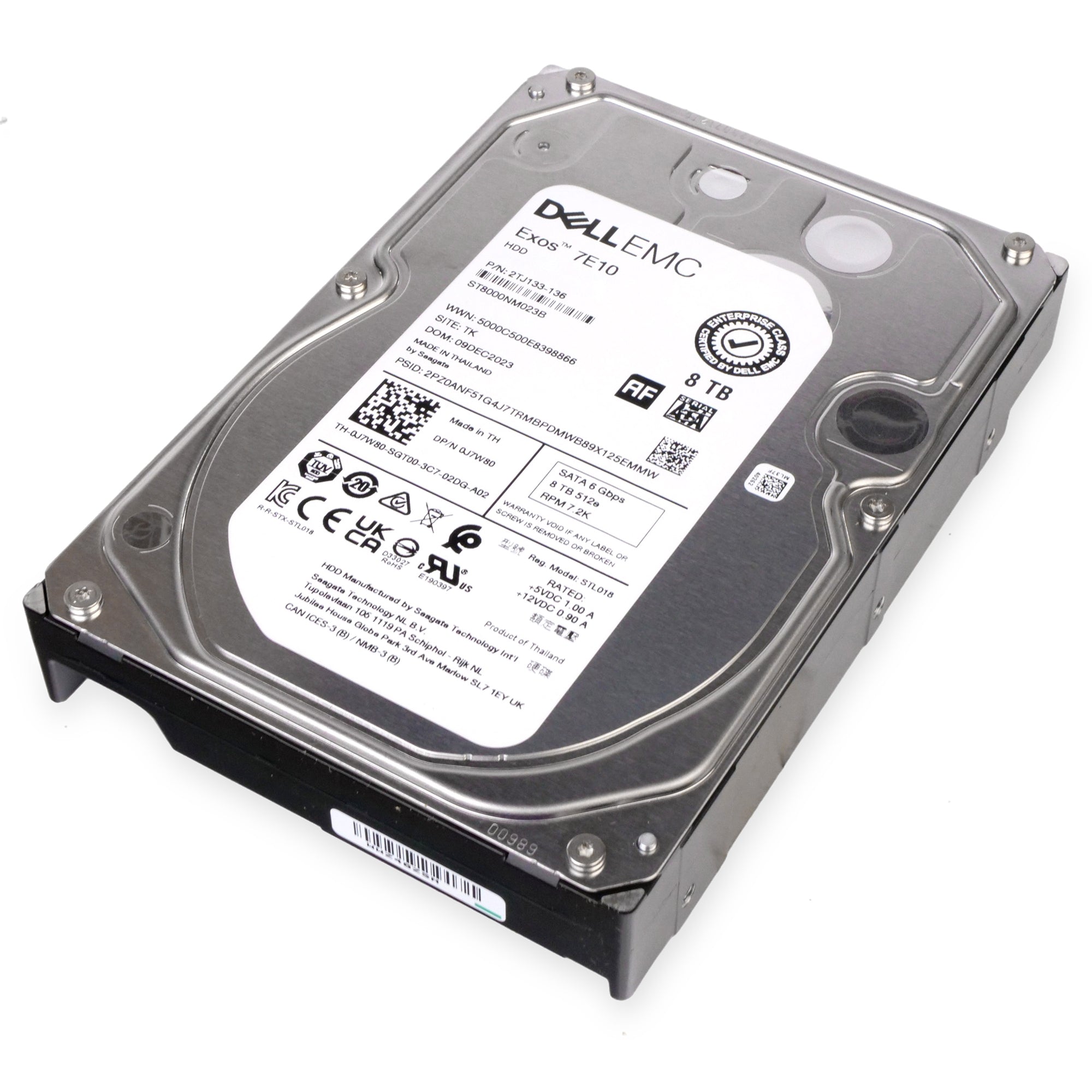 Dell/Seagate Exos 7E10 ST8000NM023B 8TB 7.2K RPM SATA 6Gb/s 512e 256MB 3.5in Refurbished HDD
