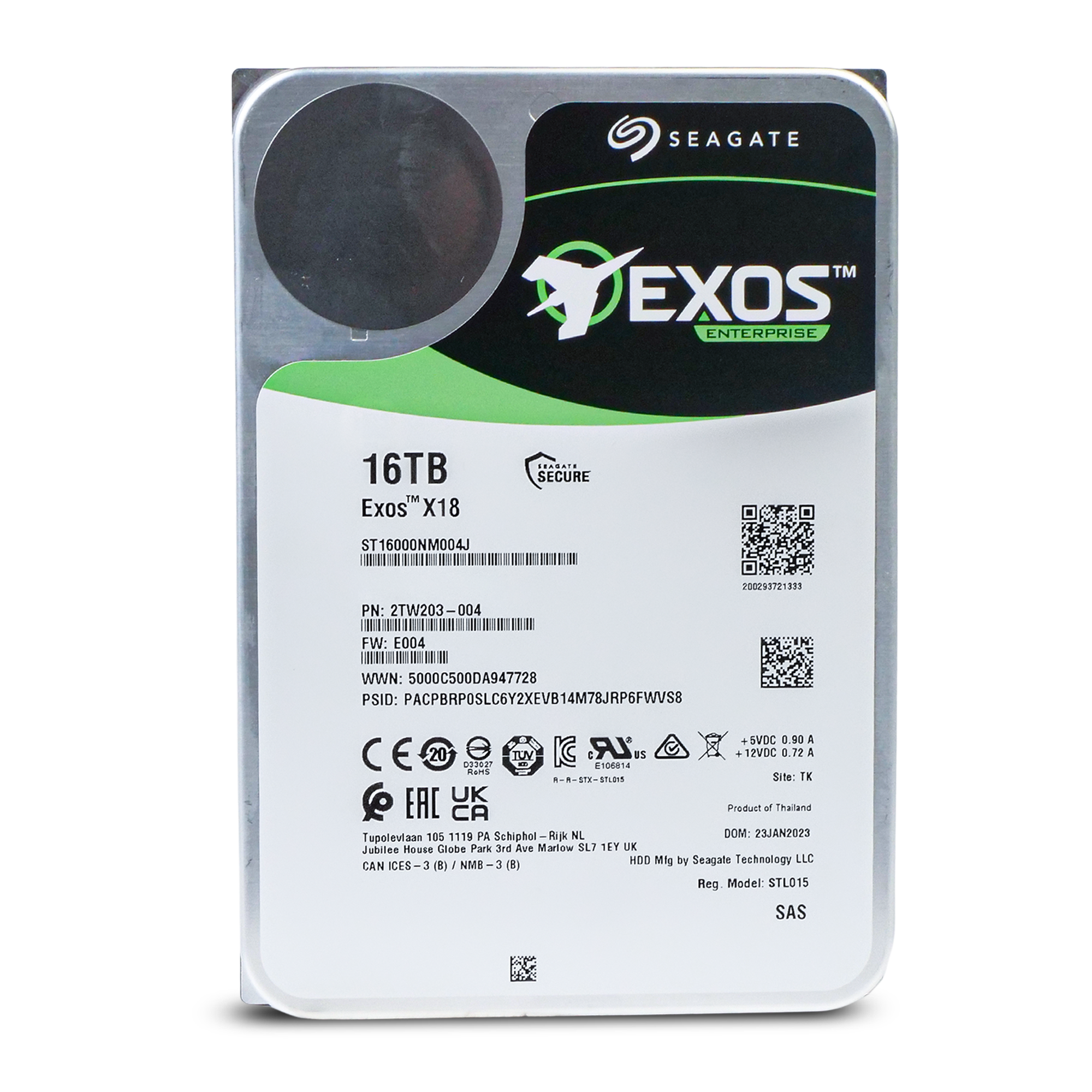 Seagate Exos X18 ST16000NM004J 16TB 7.2K RPM SAS 12Gb/s 3.5in Hard Drive