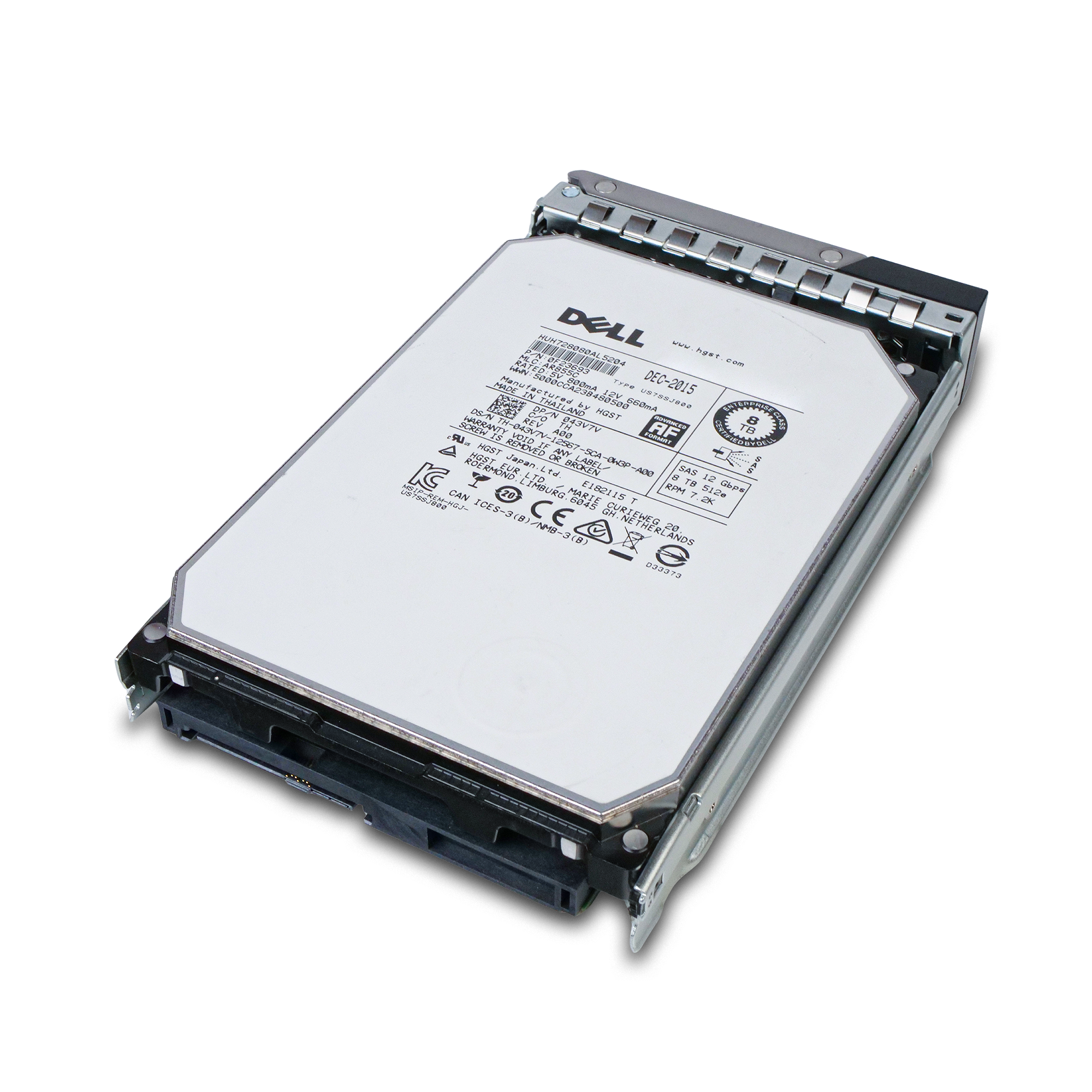 Dell G14 043V7V 8TB 7.2K RPM SAS 12Gb/s 512e 128 MB 3.5in Refurbished HDD