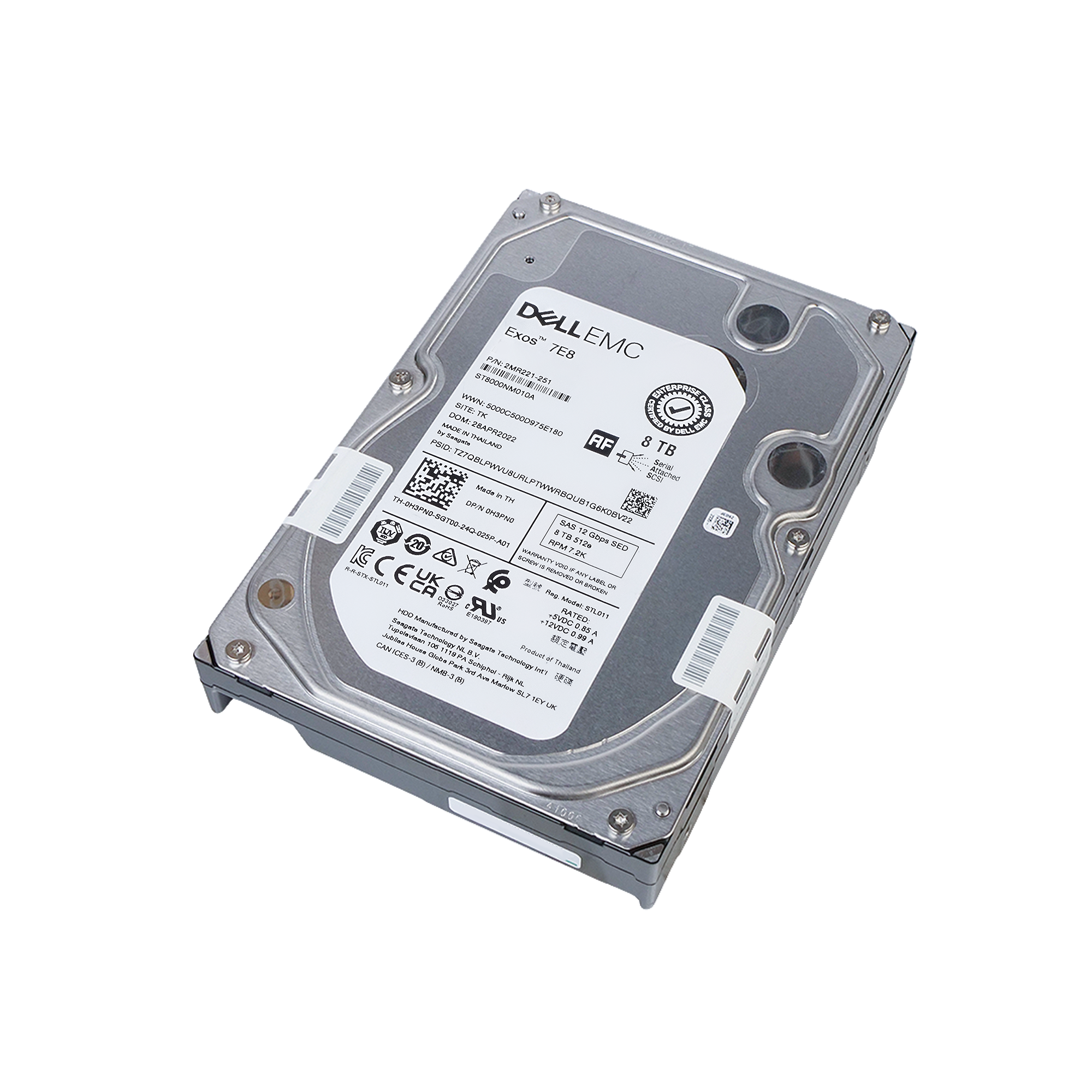 SAMPLE ONLY - Dell/Seagate Exos 7E8 ST8000NM010A 8TB 7.2K RPM SAS 12Gb/s 512e 256MB 3.5in HDD