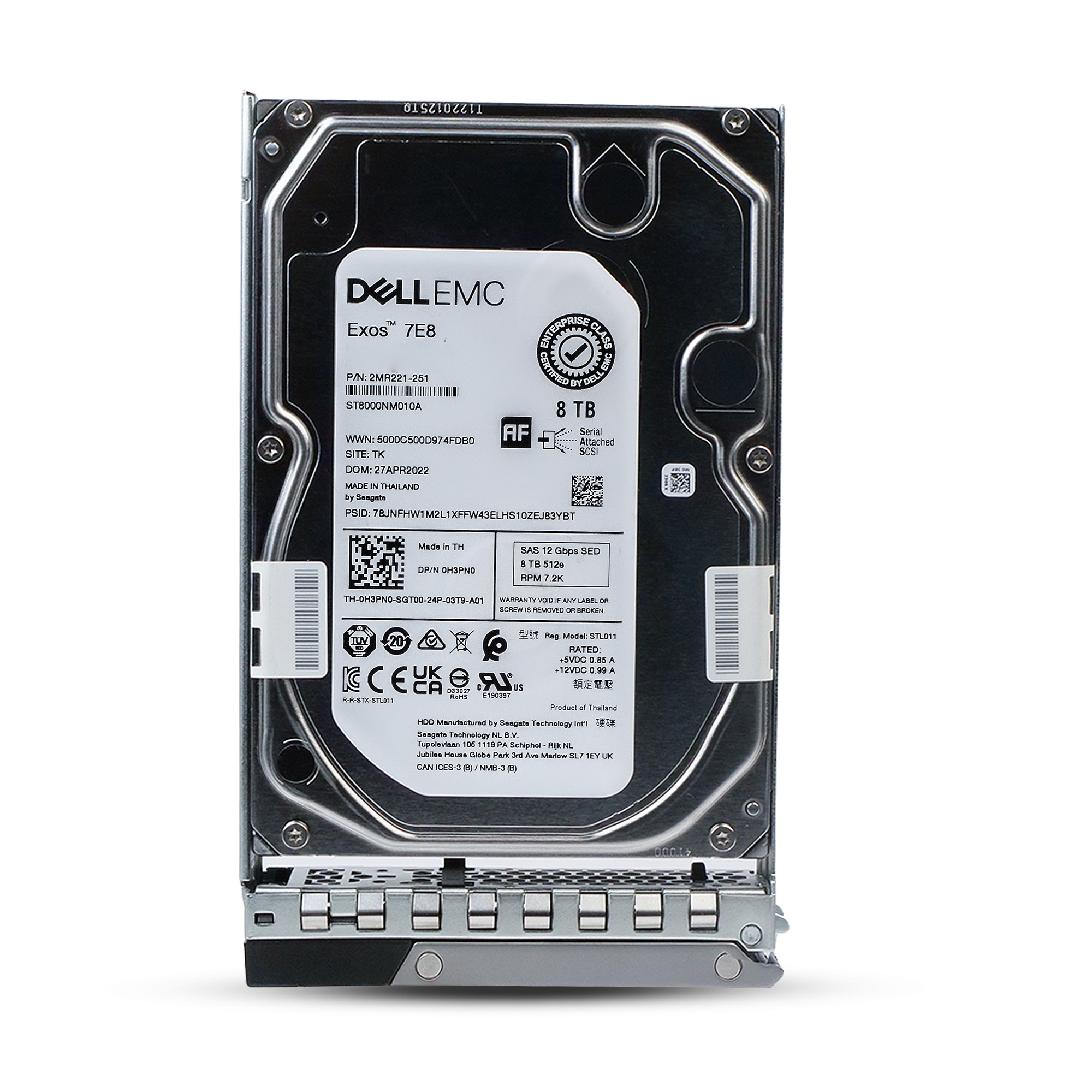 Dell G14 0H3PN0 8TB 7.2K RPM SAS 12Gb/s 512e 256MB 3.5in Refurbished HDD