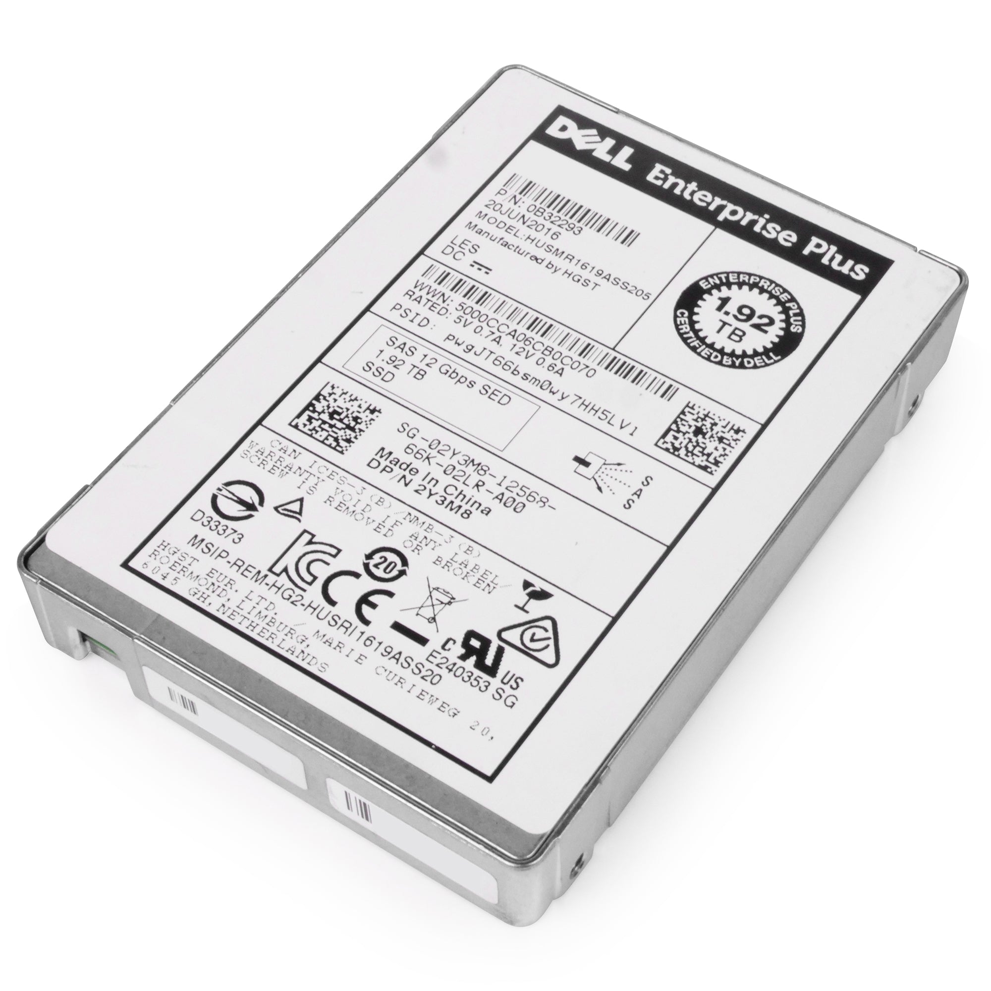 Dell/HGST Ultrastar SSD1600MR HUSMR1619ASS205 0B32293 1.92TB 1 DWPD SAS 12Gb/s MLC 2.5in Refurbished SSD
