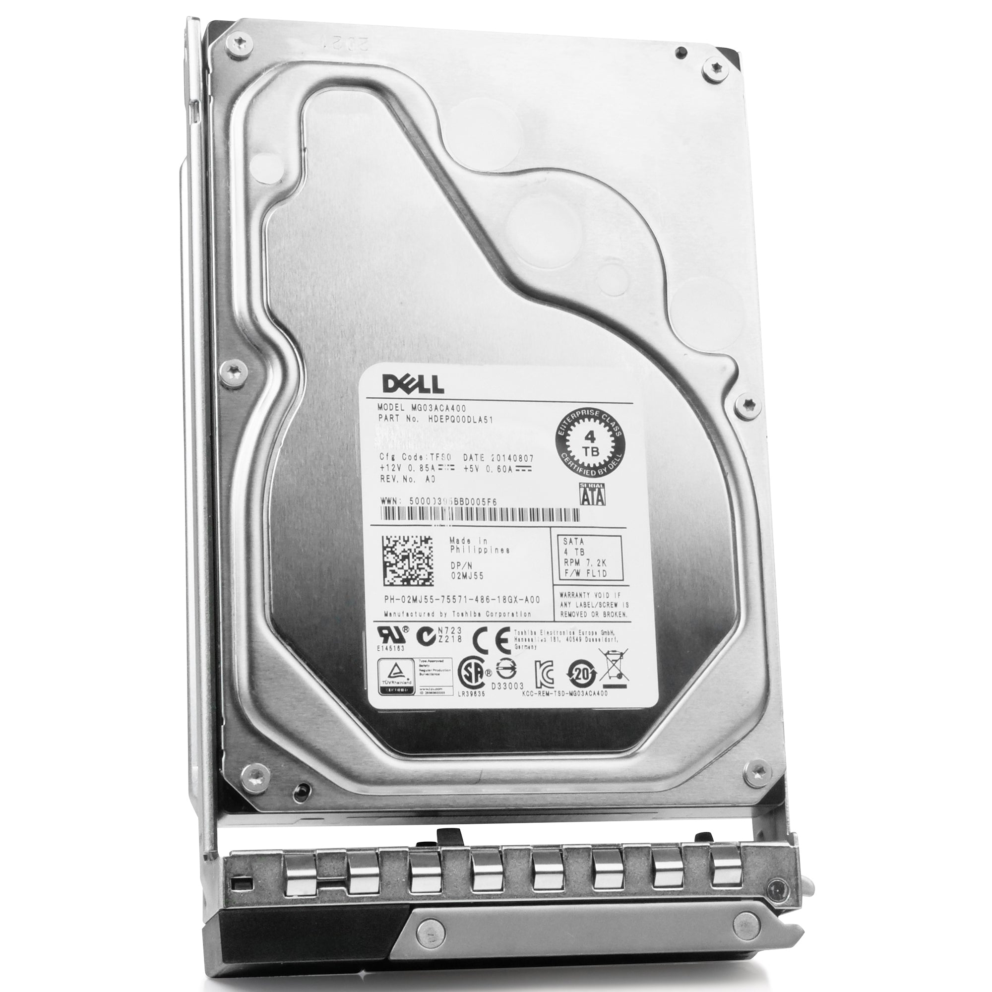 Dell G14 02MJ55 4TB 7.2K RPM SATA 6Gb/s 512e 64MiB 3.5in Refurbished HDD