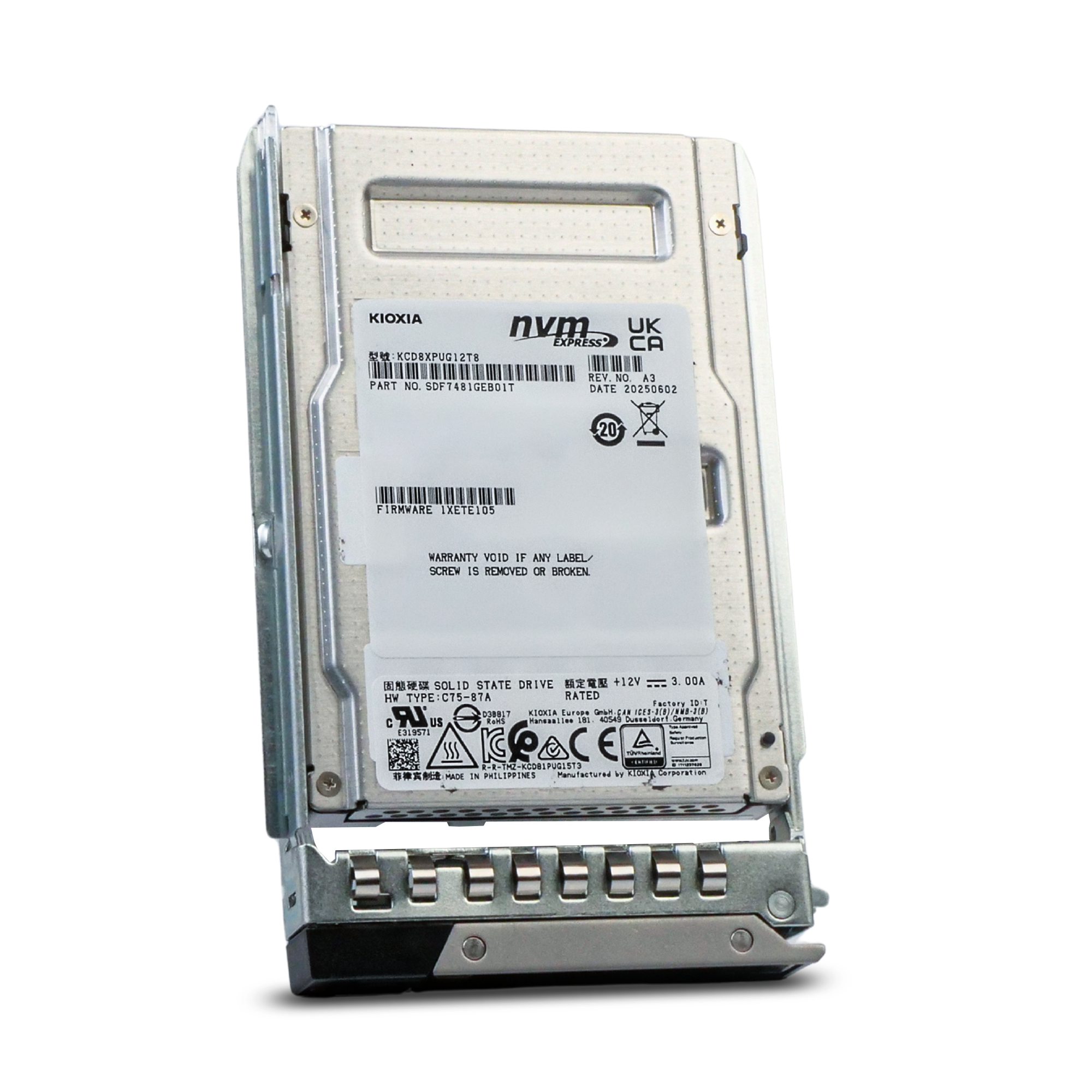 Kioxia CD8P-V KCD8XPUG12T8 12.8TB 3 DWPD PCIe Gen 5.0 x4 16GB/s 3D TLC U.3 NVMe 2.5in Mixed Use SSD in Dell G14 Tray - Comparable to 01VGG0