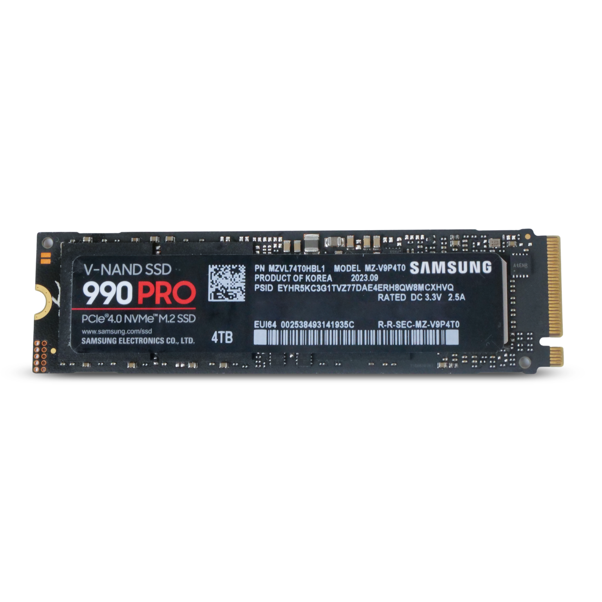 Samsung 990 PRO MZVL74T0HBL1 4TB PCIe Gen 4.0 x4 8GB/s 3D TLC NVMe M.2 2280 Refurbished SSD