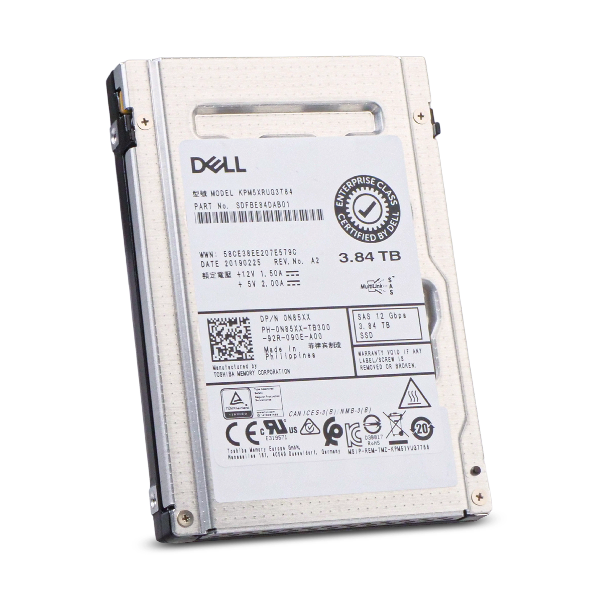 Kioxia/Dell PM5-R KPM5XRUG3T84 3.84TB 1 DWPD SAS 12Gb/s Read Intensive 3D TLC 2.5in SSD