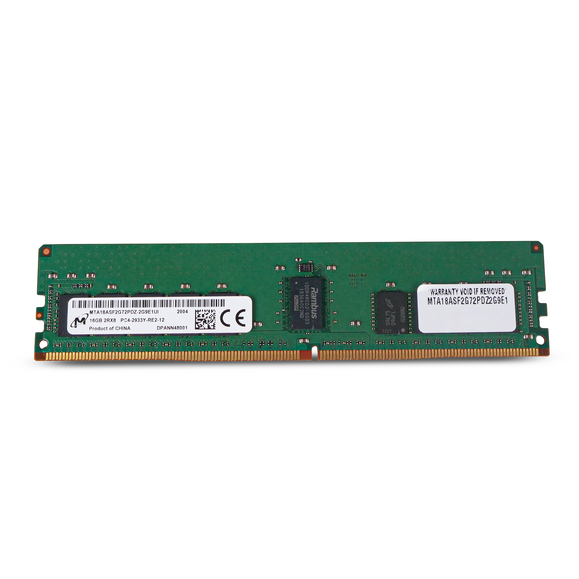 Micron MTA18ASF2G72PDZ 16GB 2RX8 DDR4 3200MHz RDIMM ECC Server RAM (PC4-2933Y) Seller Refurbished