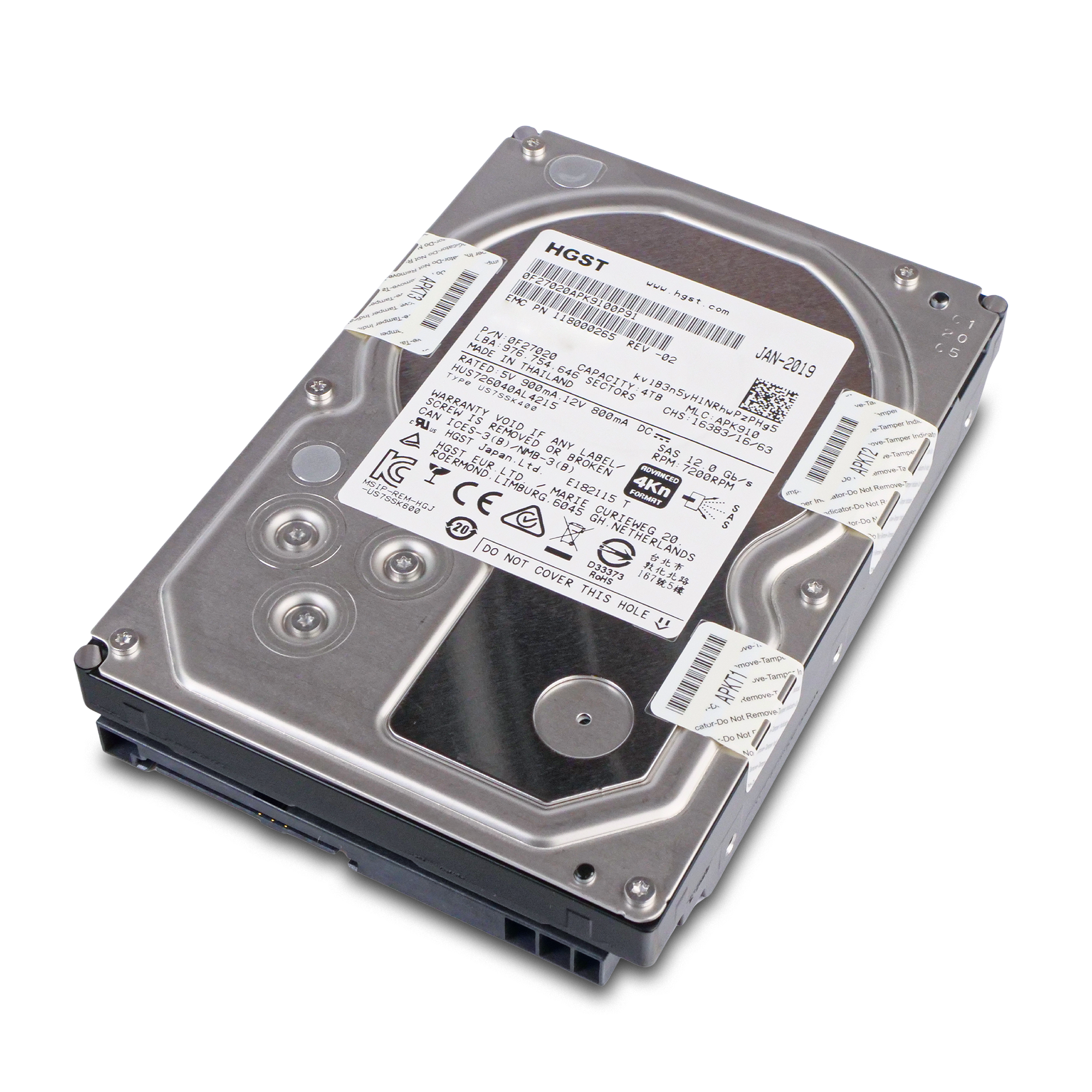 HGST/Dell Ultrastar 7K6000 HUS726040AL4215 0F22824 4TB 7.2K RPM SAS 12Gb/s 4Kn 128MB 3.5in HDD