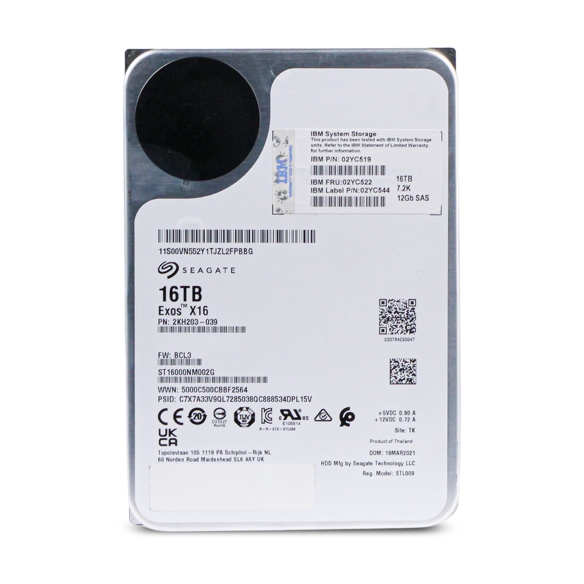 Seagate/IBM Exos X16 ST16000NM002G 16TB 7.2K RPM SAS 12Gb/s 512e/4Kn 3.5in Refurbished HDD