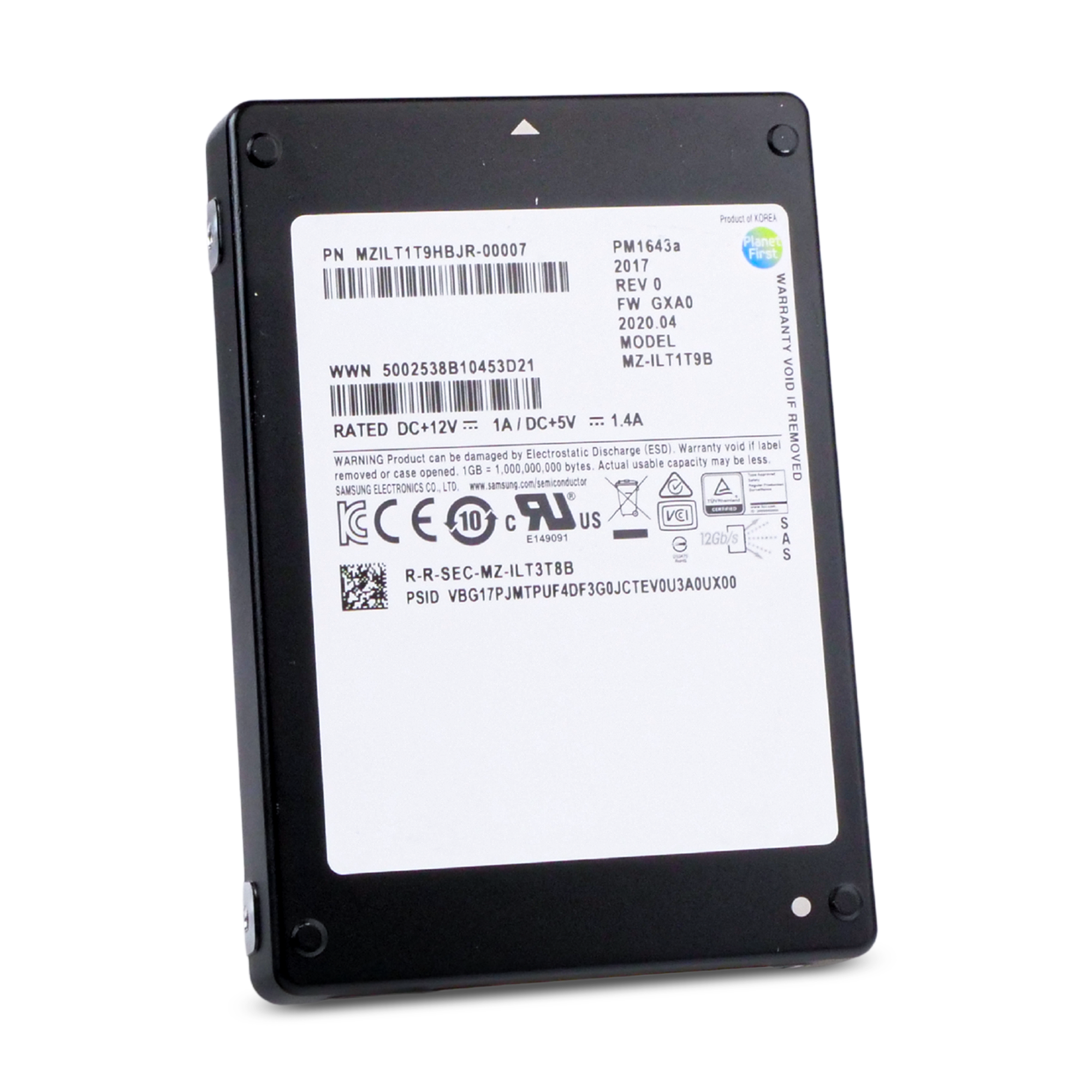 Samsung PM1643a MZILT1T9HBJR 1.92TB 1 DWPD SAS 12Gb/s 3D TLC 2.5in Refurbished SSD