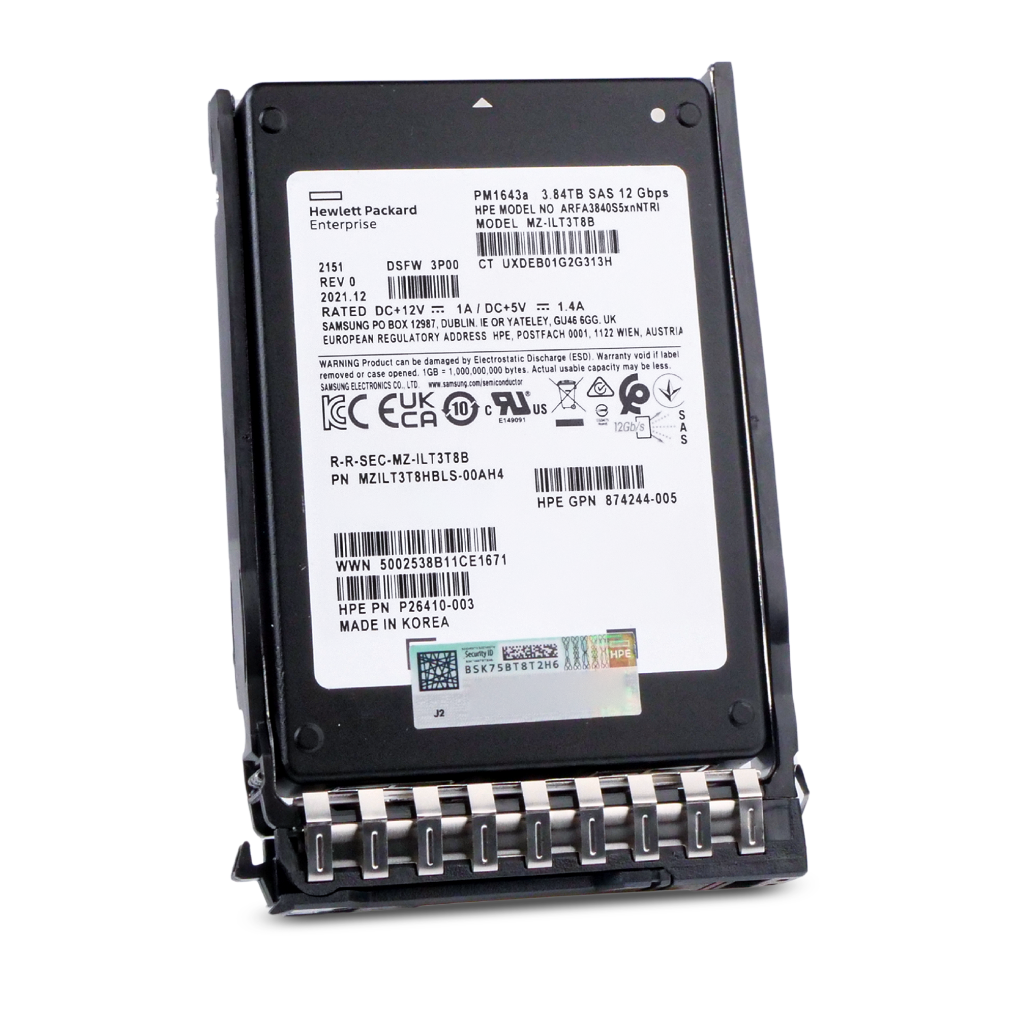 HP Generation 11 VO003840JWZJK P15848-003 3.84TB 1 DWPD SAS 12Gb/s 3D TLC 2.5in Refurbished SSD