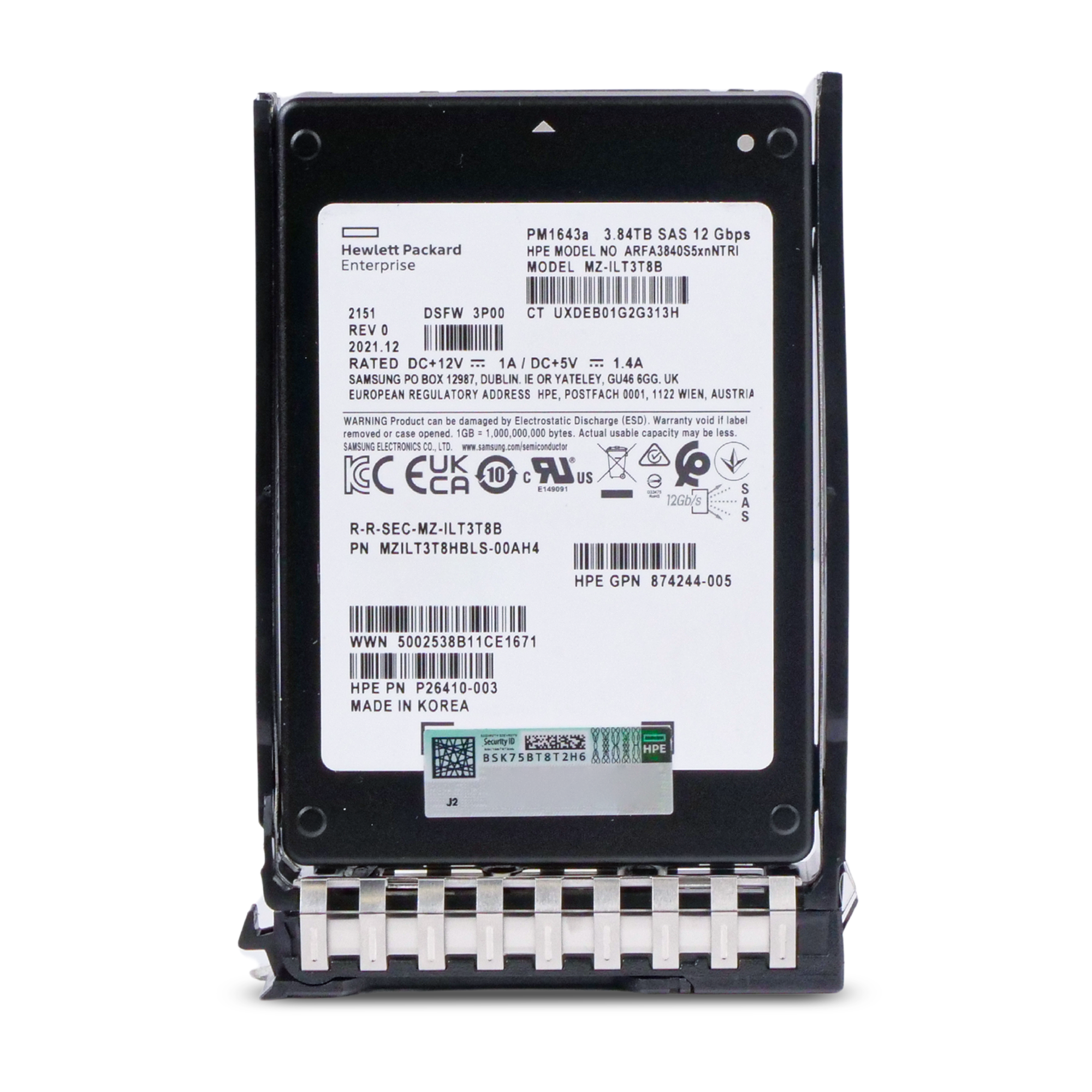 HP Generation 11 VO003840JWZJK P15848-003 3.84TB 1 DWPD SAS 12Gb/s 3D TLC 2.5in Refurbished SSD