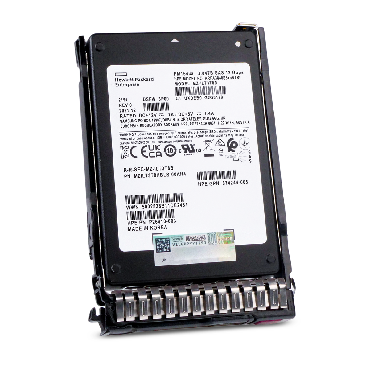 HP Generation 8 P19907-K21 3.84TB 1 DWPD SAS 12Gb/s 3D TLC 2.5in Refurbished SSD