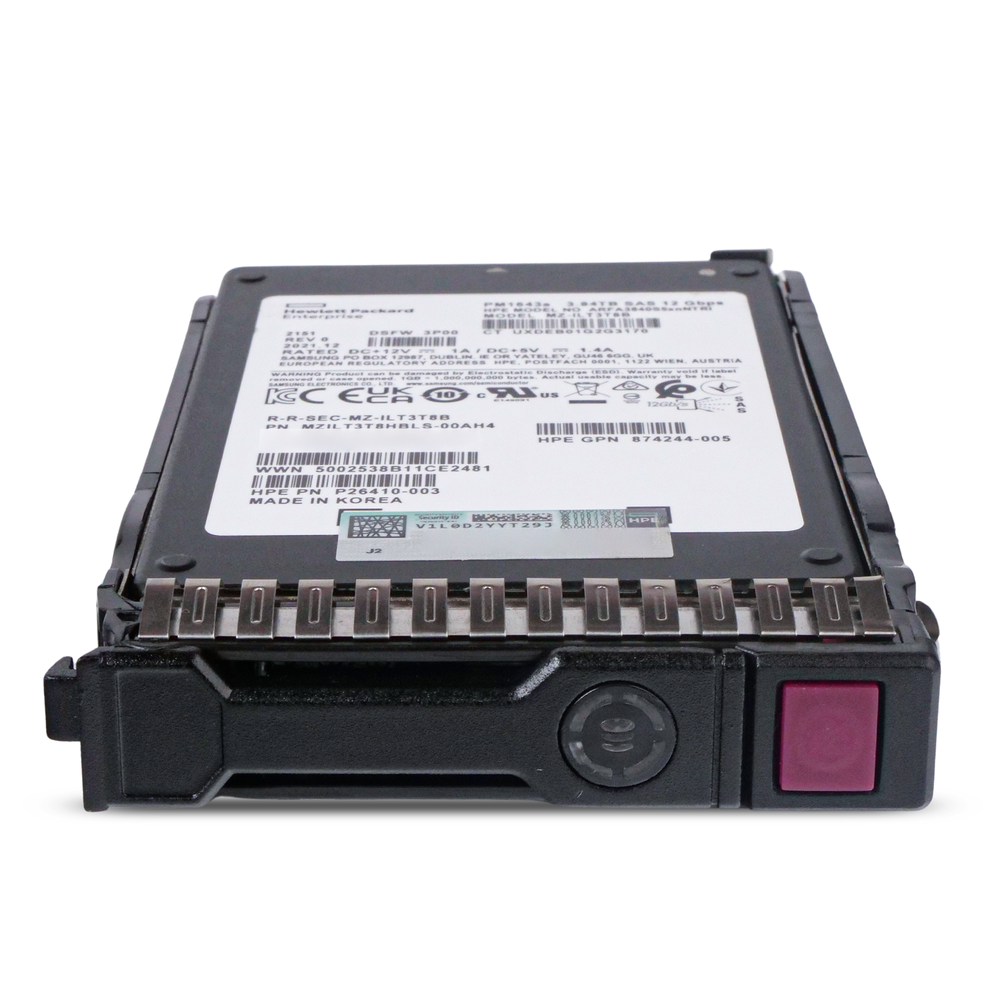HP Generation 8 VO003840JWZJK P15848-003 3.84TB 1 DWPD SAS 12Gb/s 3D TLC 2.5in Refurbished SSD
