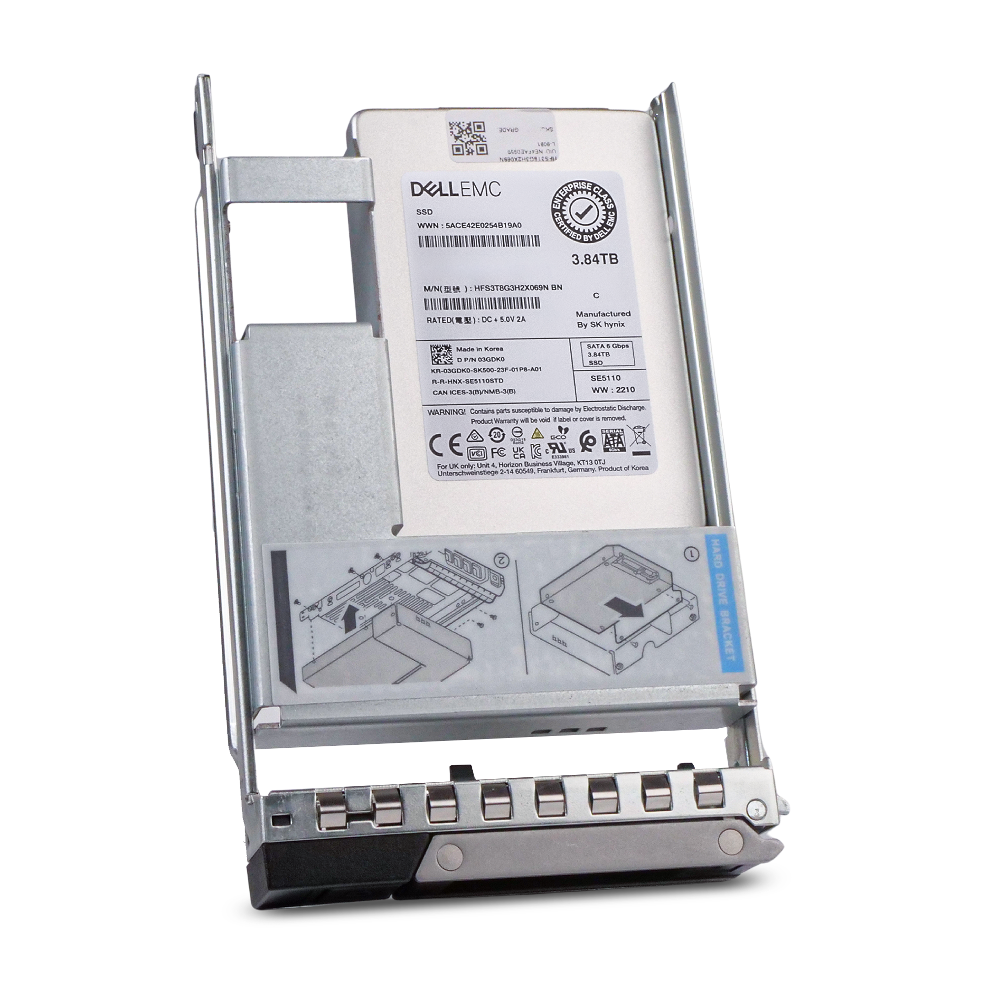 Dell G14 03GDK0 3.84TB 1 DWPD SATA 6Gb/s 3D TLC Hybrid 3.5in Read Intensive Refurbished SSD