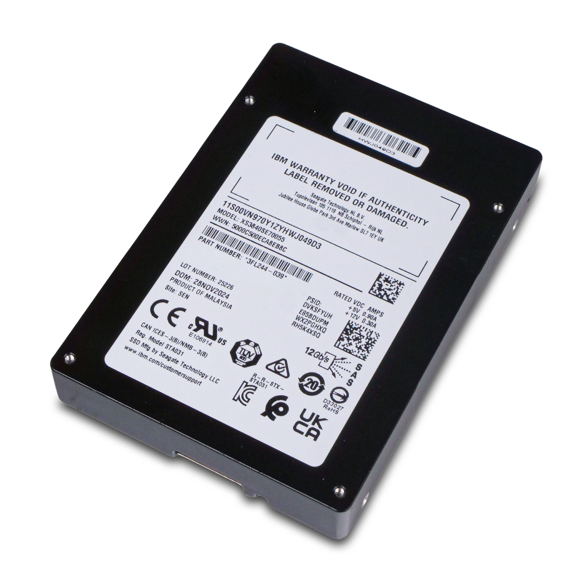 Seagate Nytro 3350 XS3840SE70055 3.84TB 1 DWPD SAS 12Gb/s 3D eTLC 2.5in IBM SSD