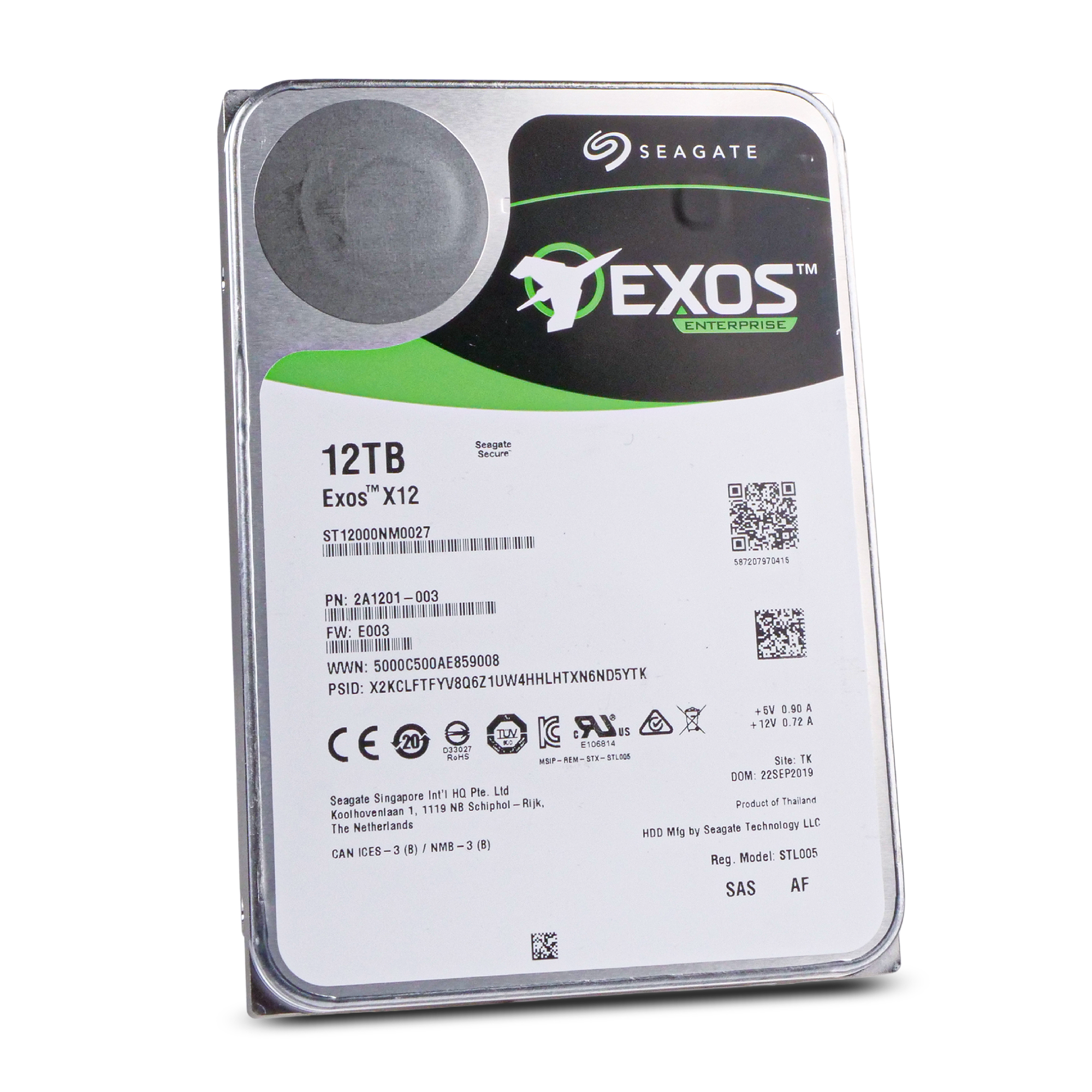 Seagate Exos X12 ST12000NM0027 12TB 7.2K RPM SAS 12Gb/s 512e/4Kn 256MB 3.5" FastFormat HDD