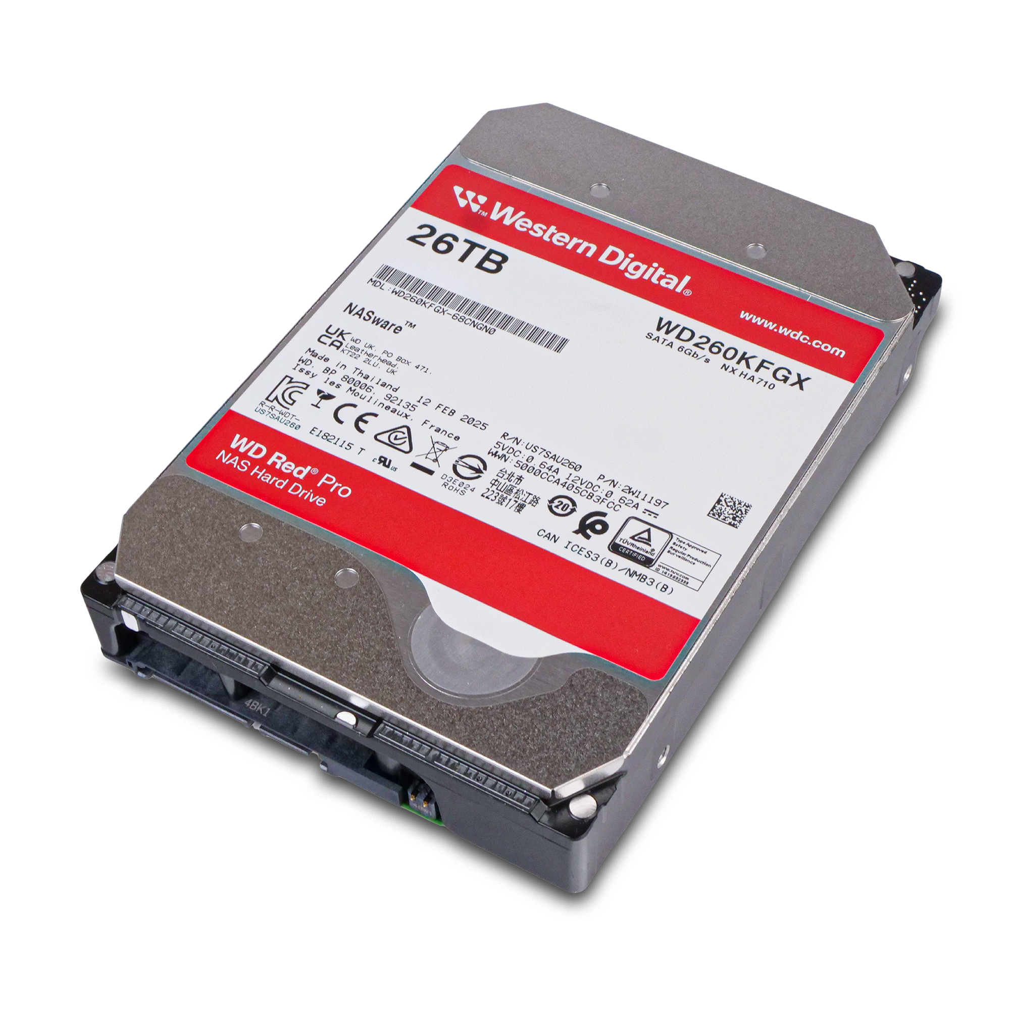 Western Digital Red Pro WD260KFGX 26TB 7.2K RPM SATA 6Gb/s 512e 512MB 3.5in Refurbished HDD